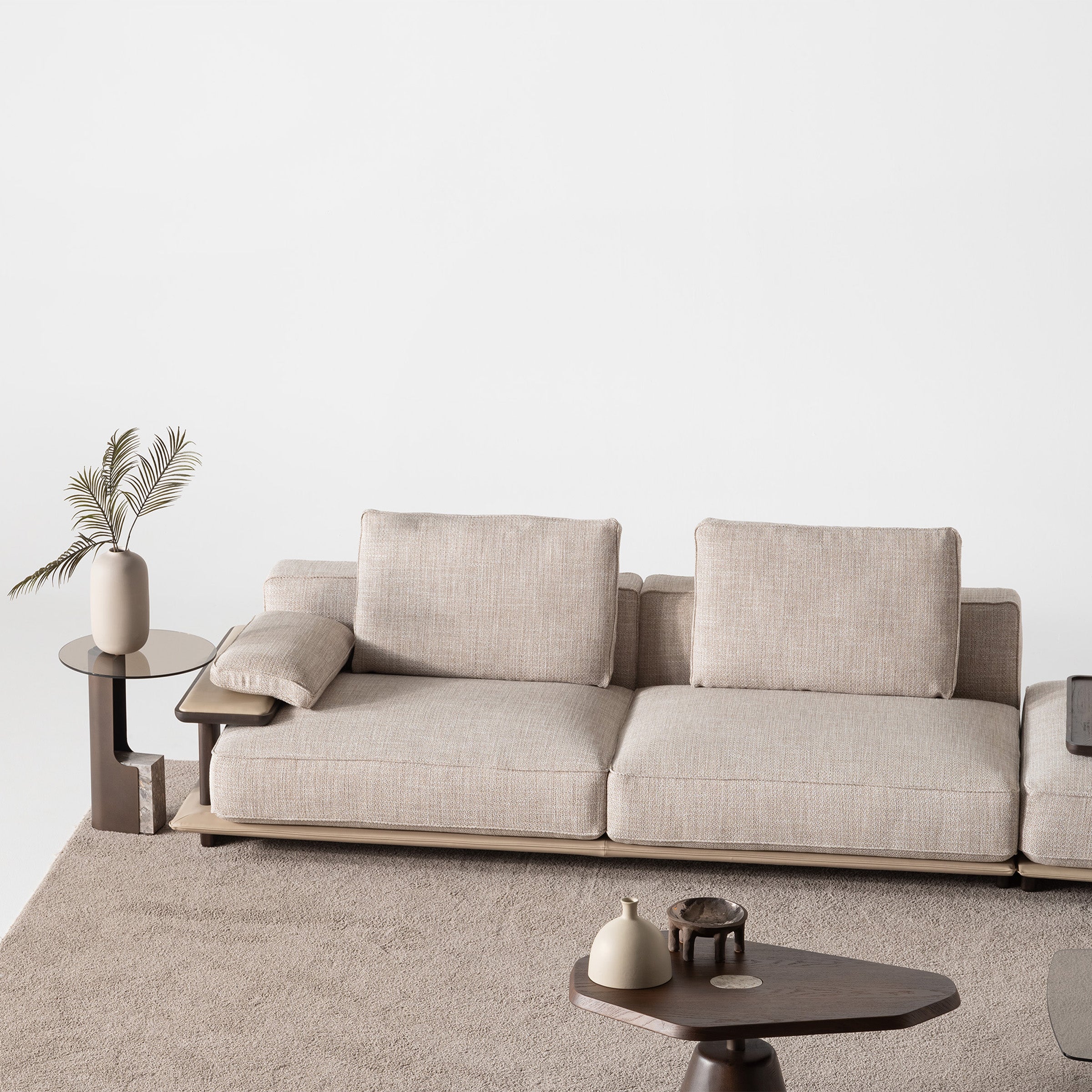HOMAGE KOLTUK Odeon C module with right arm, 160cm, for Odeon sofa, modern sofa addition in neutral fabric.