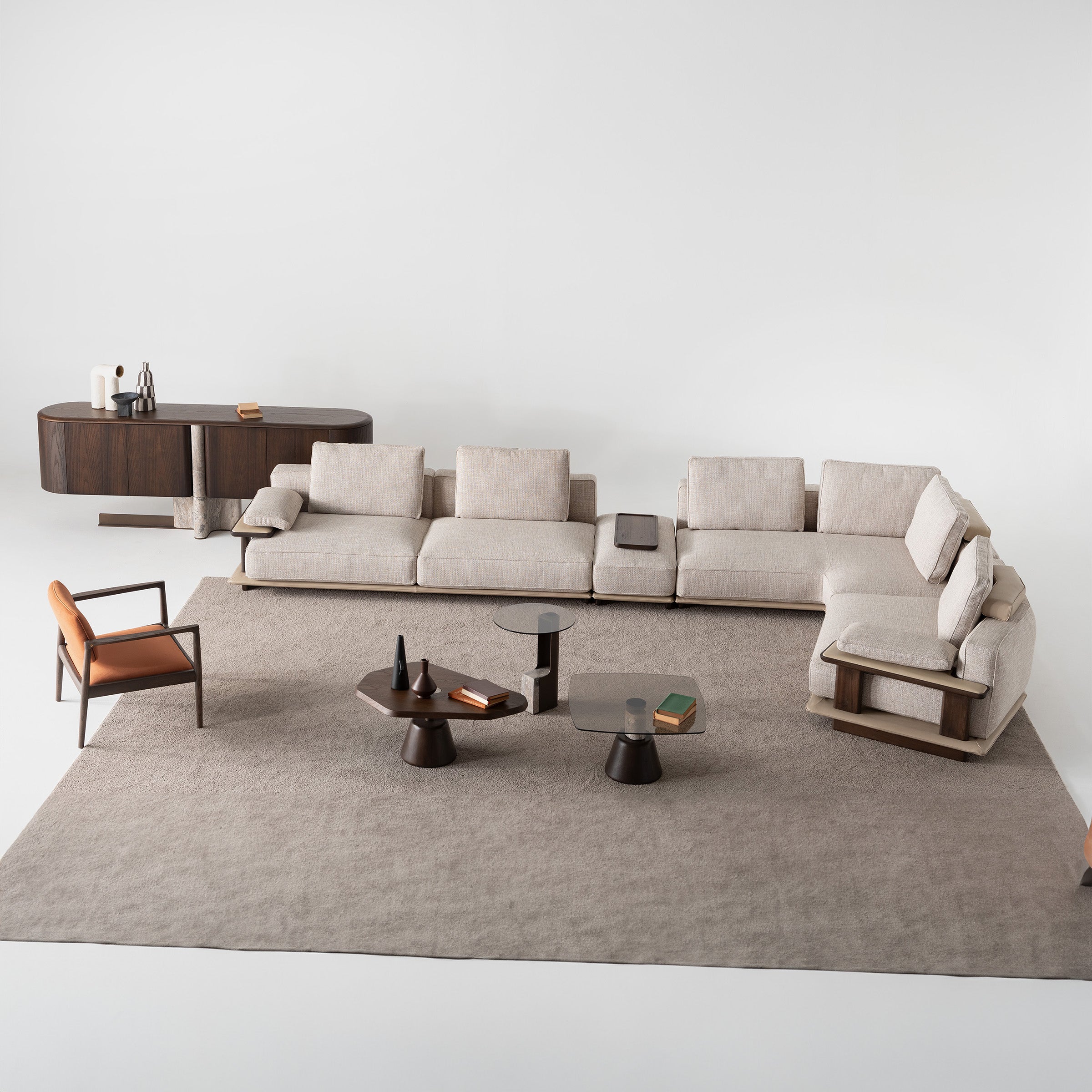 Odeon C Module with Right Arm, 160cm, for Odeon Sofa by HOMAGE KOLTUK, showing a modern sofa corner section.