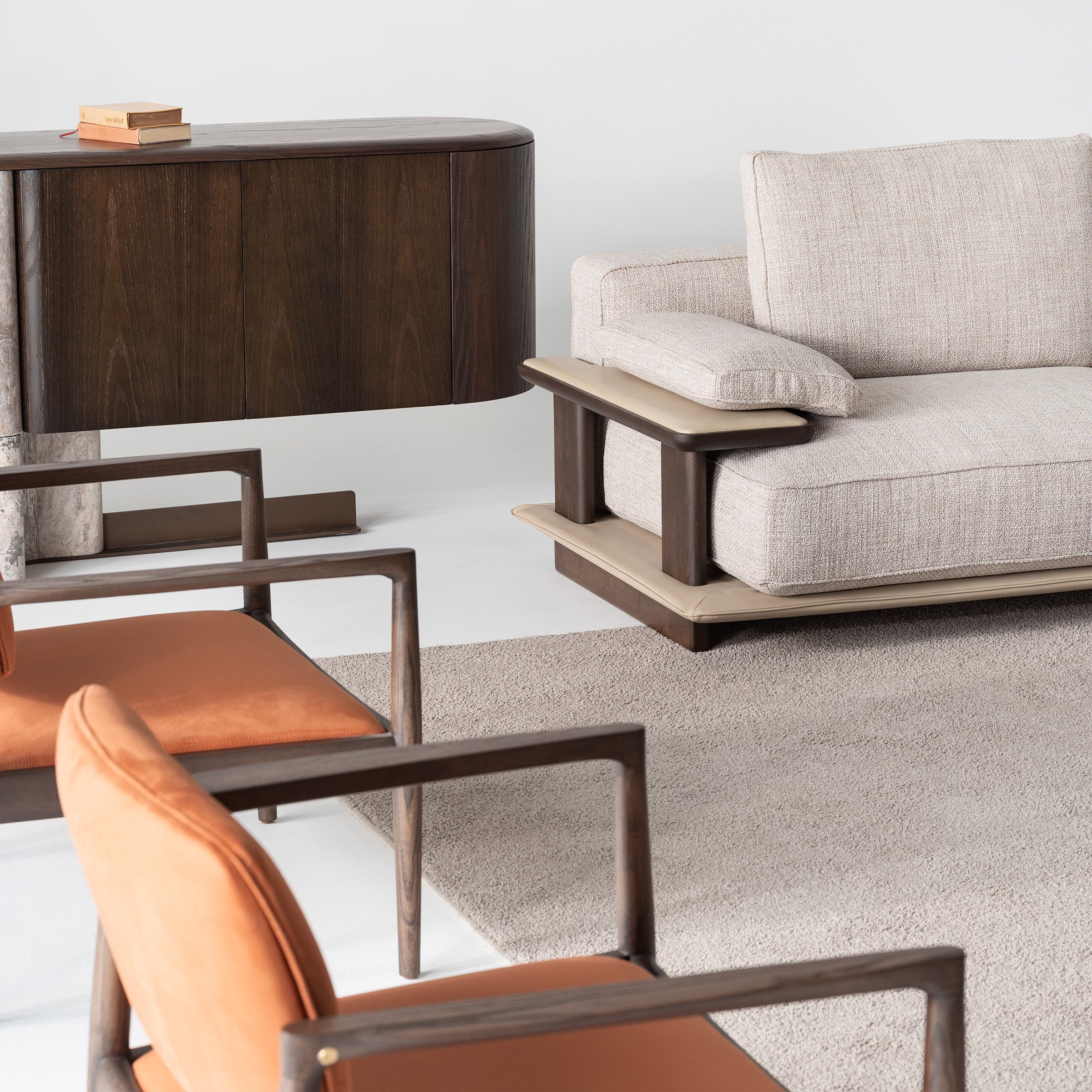 Modern HOMAGE KOLTUK Odeon Console sideboard with sleek design and multiple storage compartments.