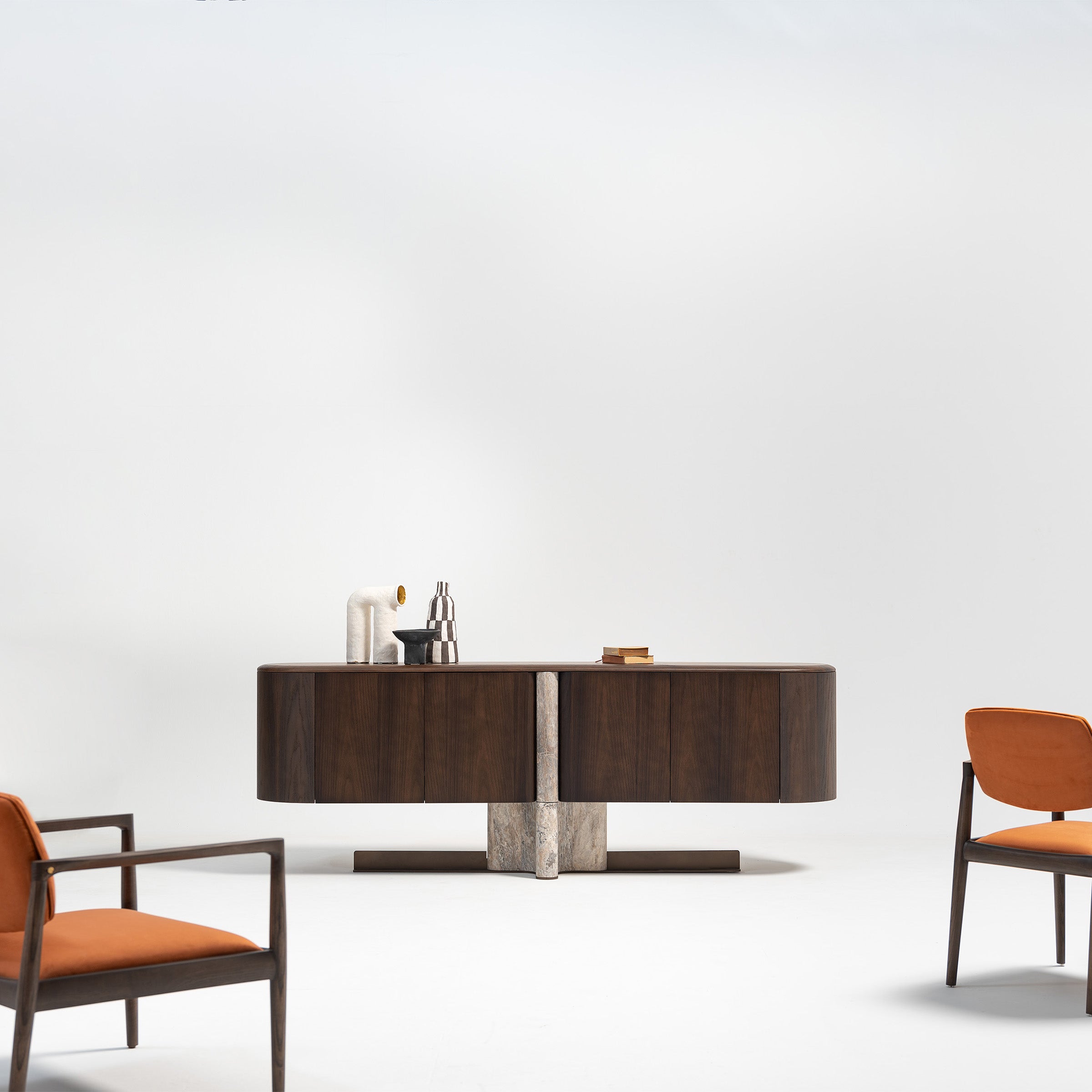 Homage KOLTUK Odeon Console OD-Console001 sideboard with sleek wooden finish and modern design, featuring multiple storage compartments.