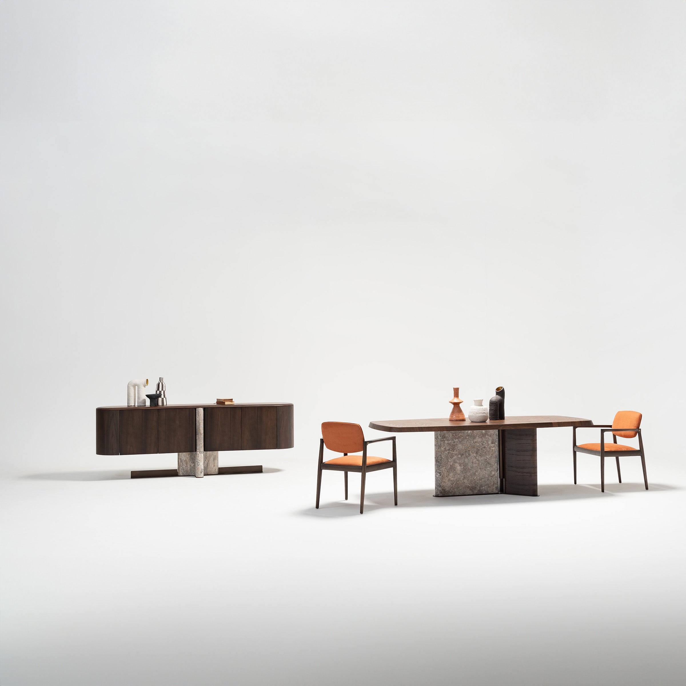 HOMAGE KOLTUK Odeon Console OD-Console001 sideboard with sleek wooden finish and modern design, front view