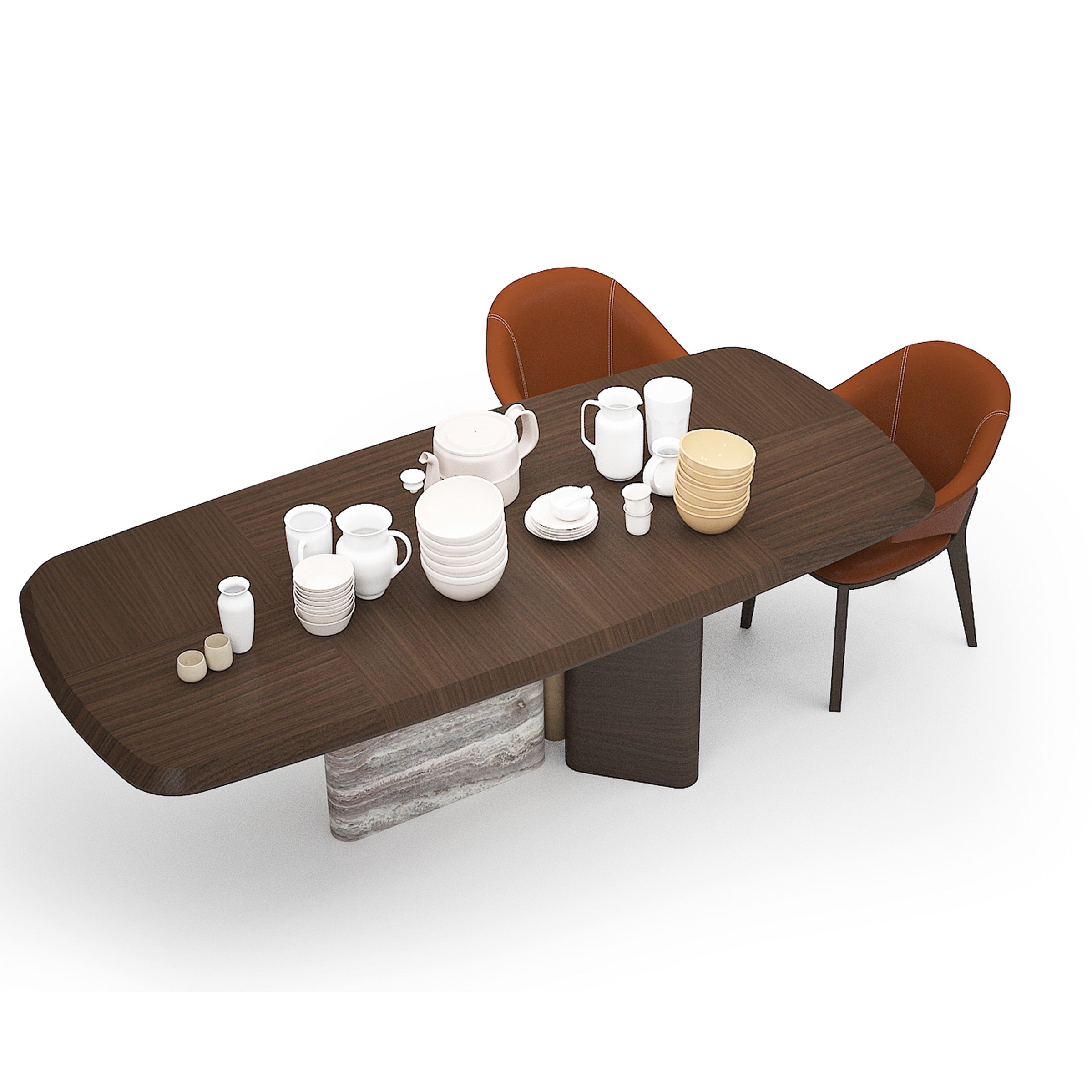 Modern Odeon dining table by HOMAGE KOLTUK with a sleek wooden surface and sturdy legs, ideal for contemporary dining rooms.
