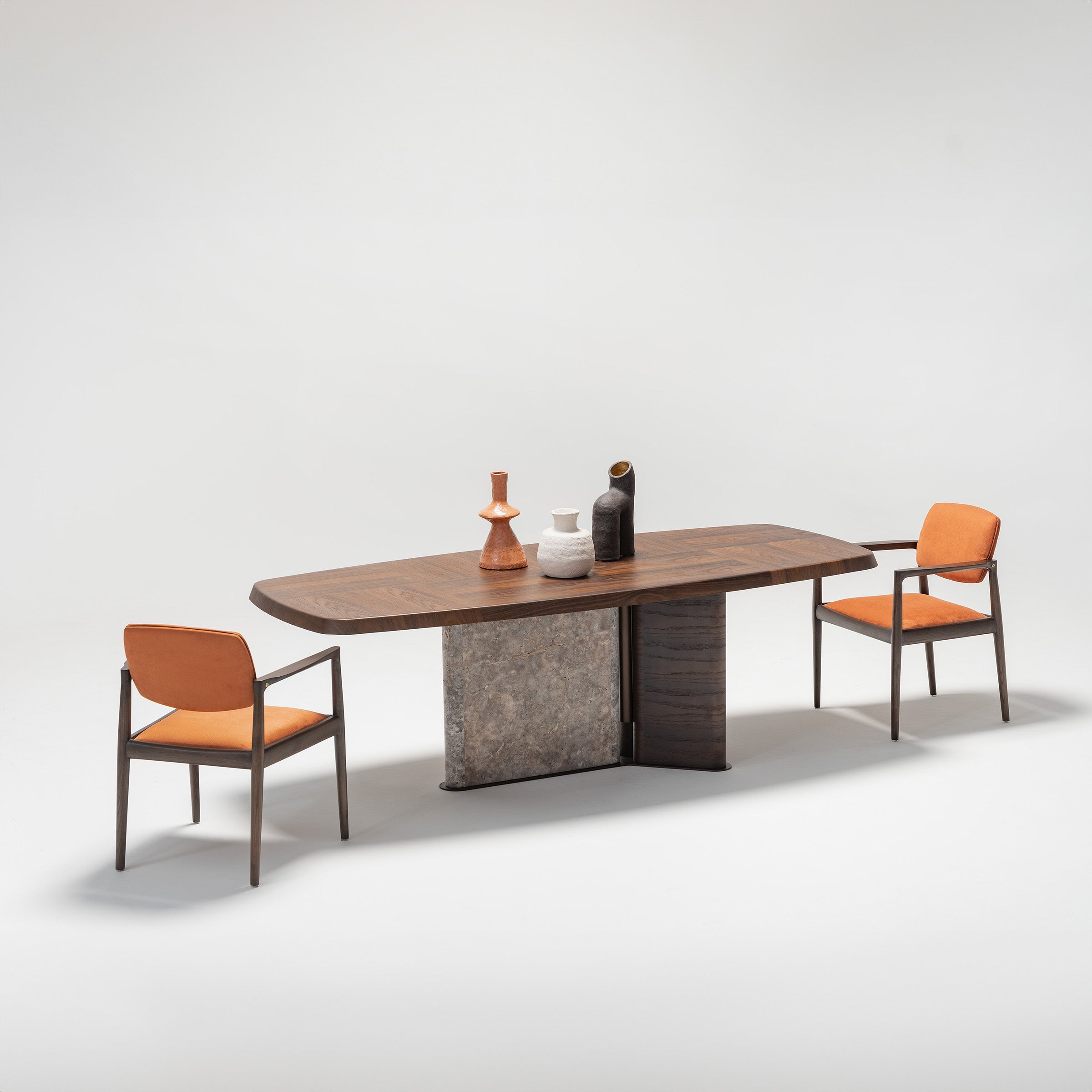 HOMAGE KOLTUK Odeon dining table with a sleek wooden surface and modern design, perfect for contemporary dining rooms.
