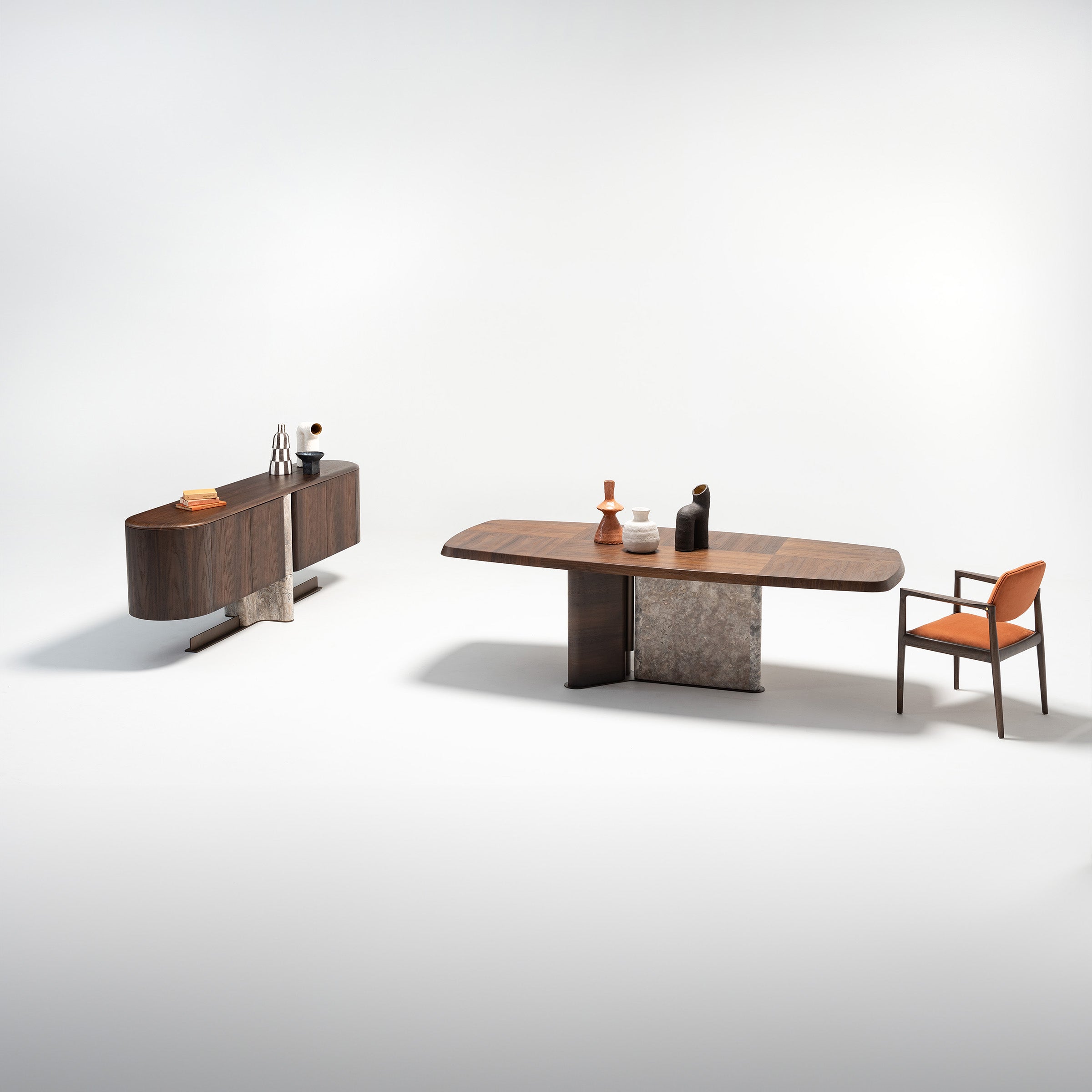 Modern Odeon dining table by HOMAGE KOLTUK, 2.78 meters, with sleek wooden finish and sturdy metal legs.