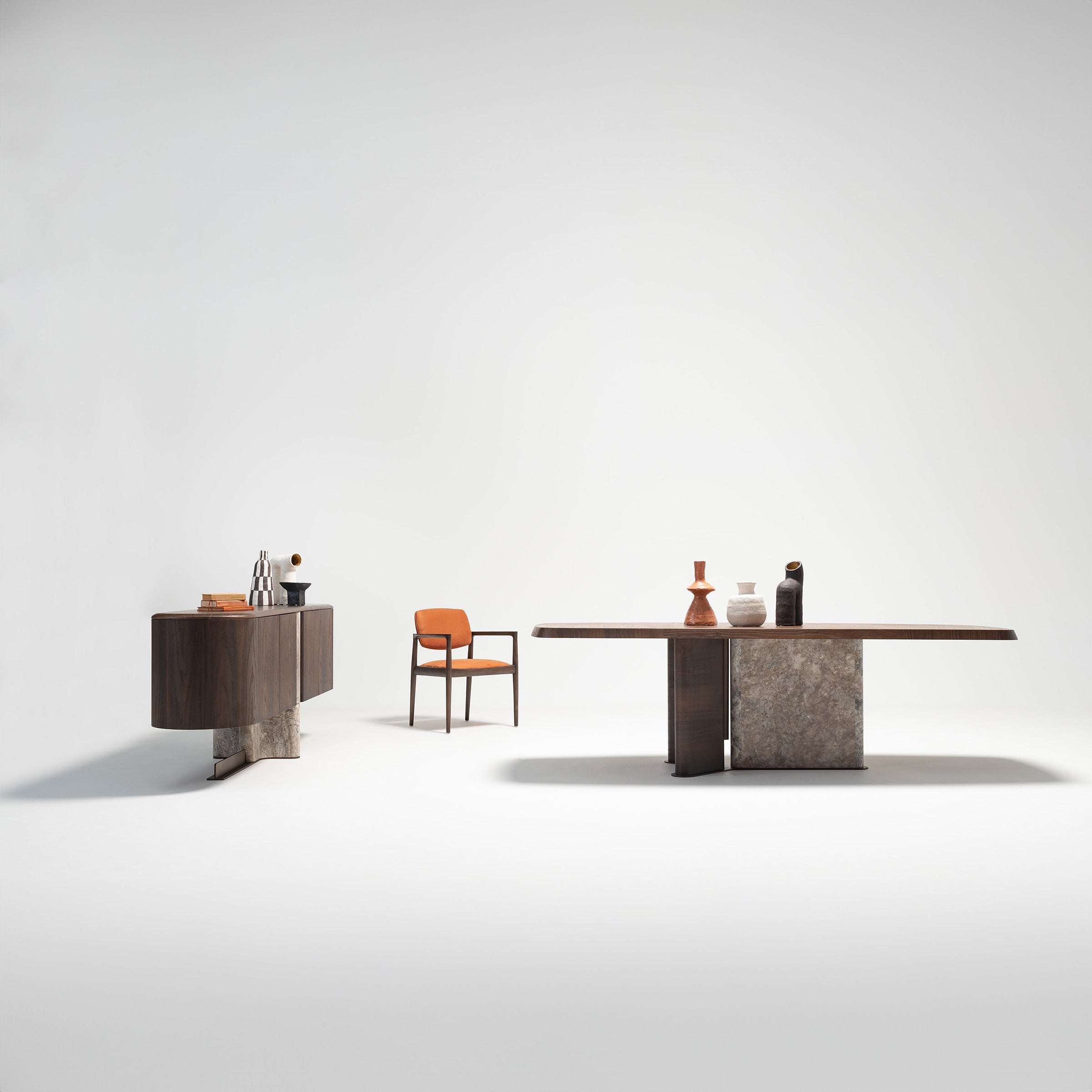 Homage Koltuk Odeon dining table 2.78 with sleek wooden surface and modern design, perfect for contemporary dining spaces.
