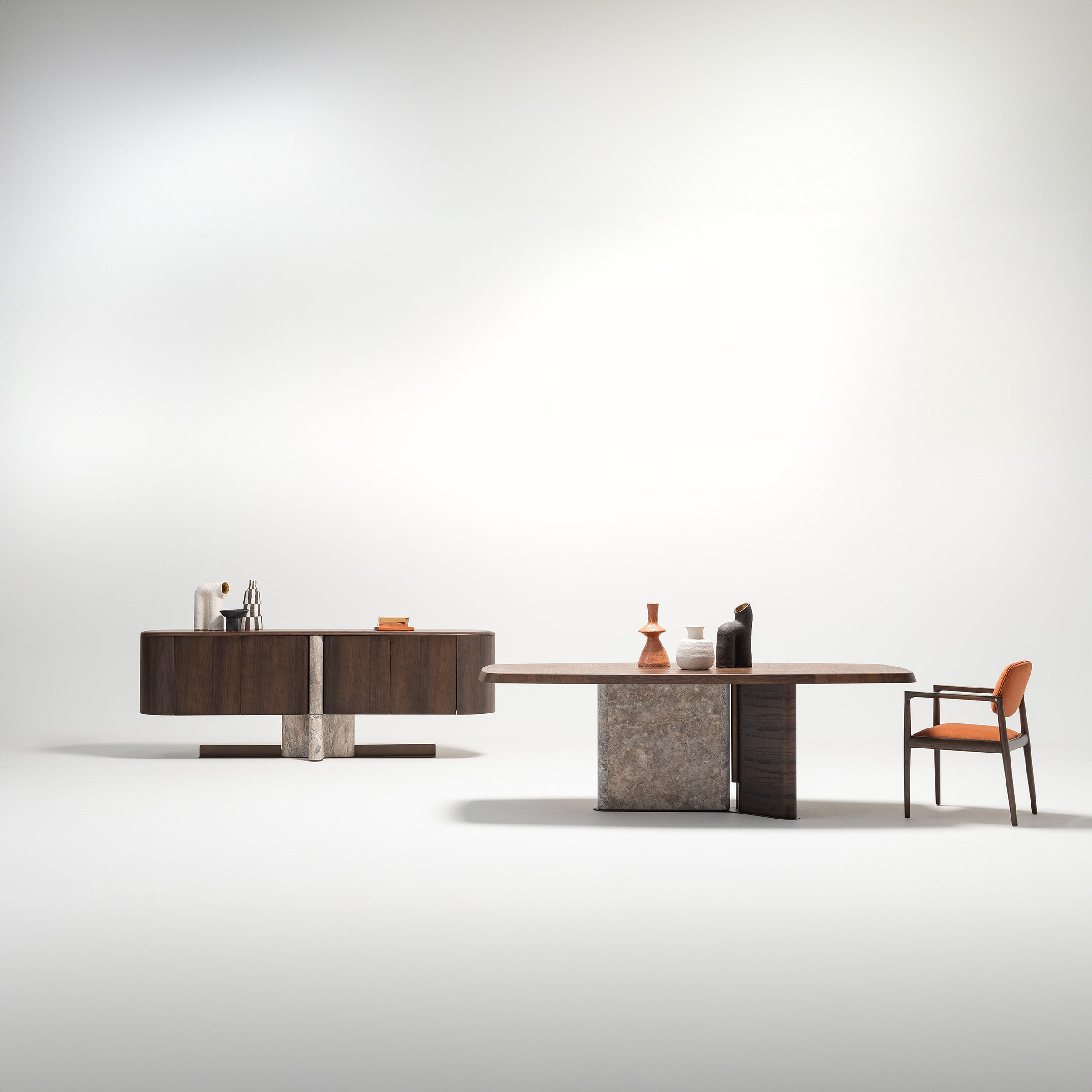 HOMAGE KOLTUK Odeon dining table 2.78 with sleek wooden surface and modern design, perfect for contemporary dining rooms.