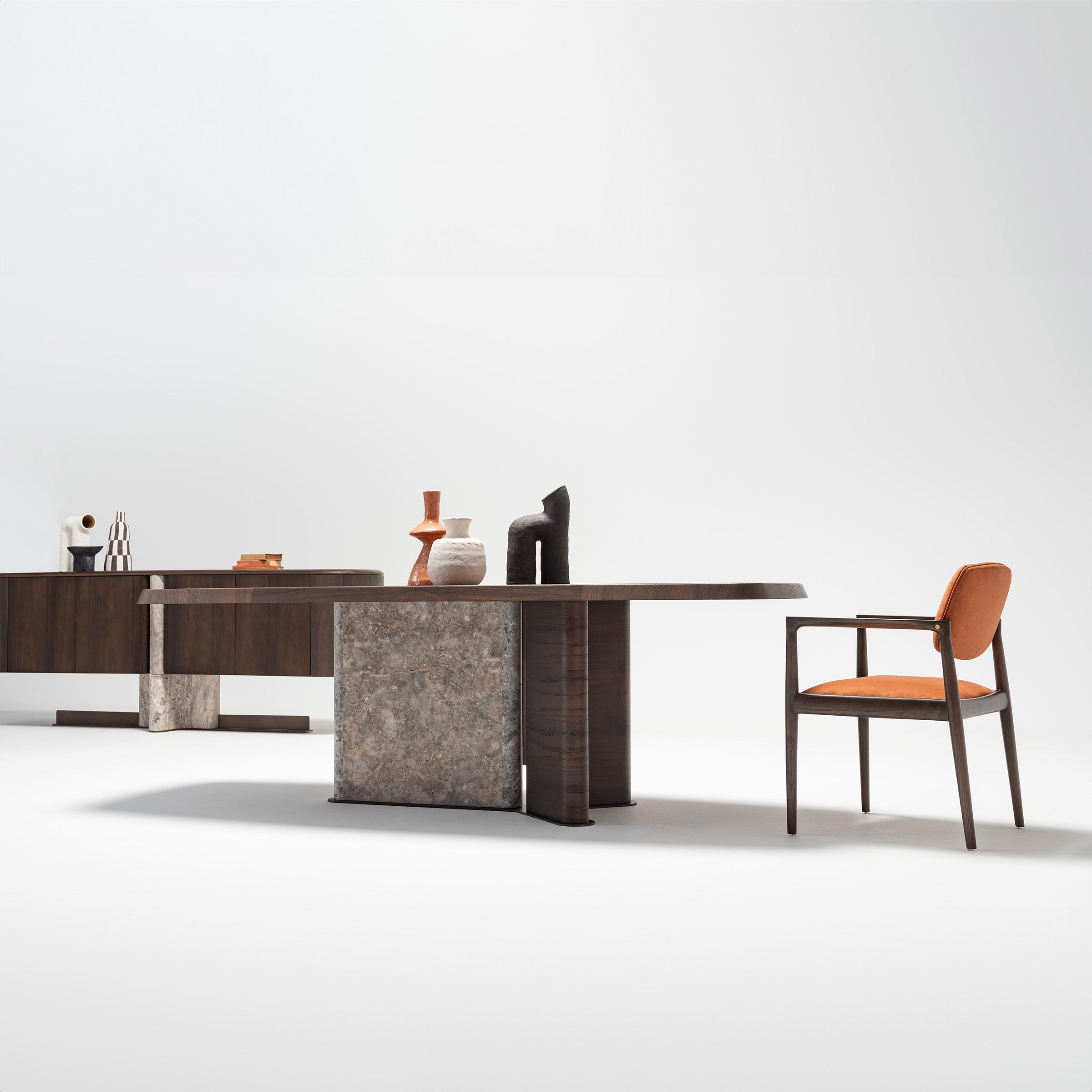 HOMAGE KOLTUK Odeon dining table 2.78 with a sleek wooden surface, ideal for modern dining rooms, model OD-DT-001.