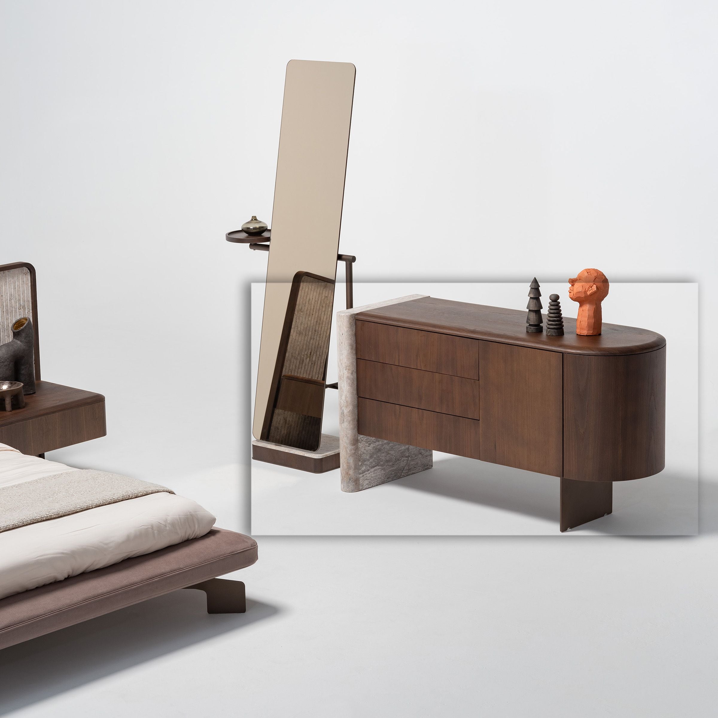HOMAGE KOLTUK Odeon dresser OD-DR-002 with sleek wood finish and modern design, featuring multiple drawers for storage.