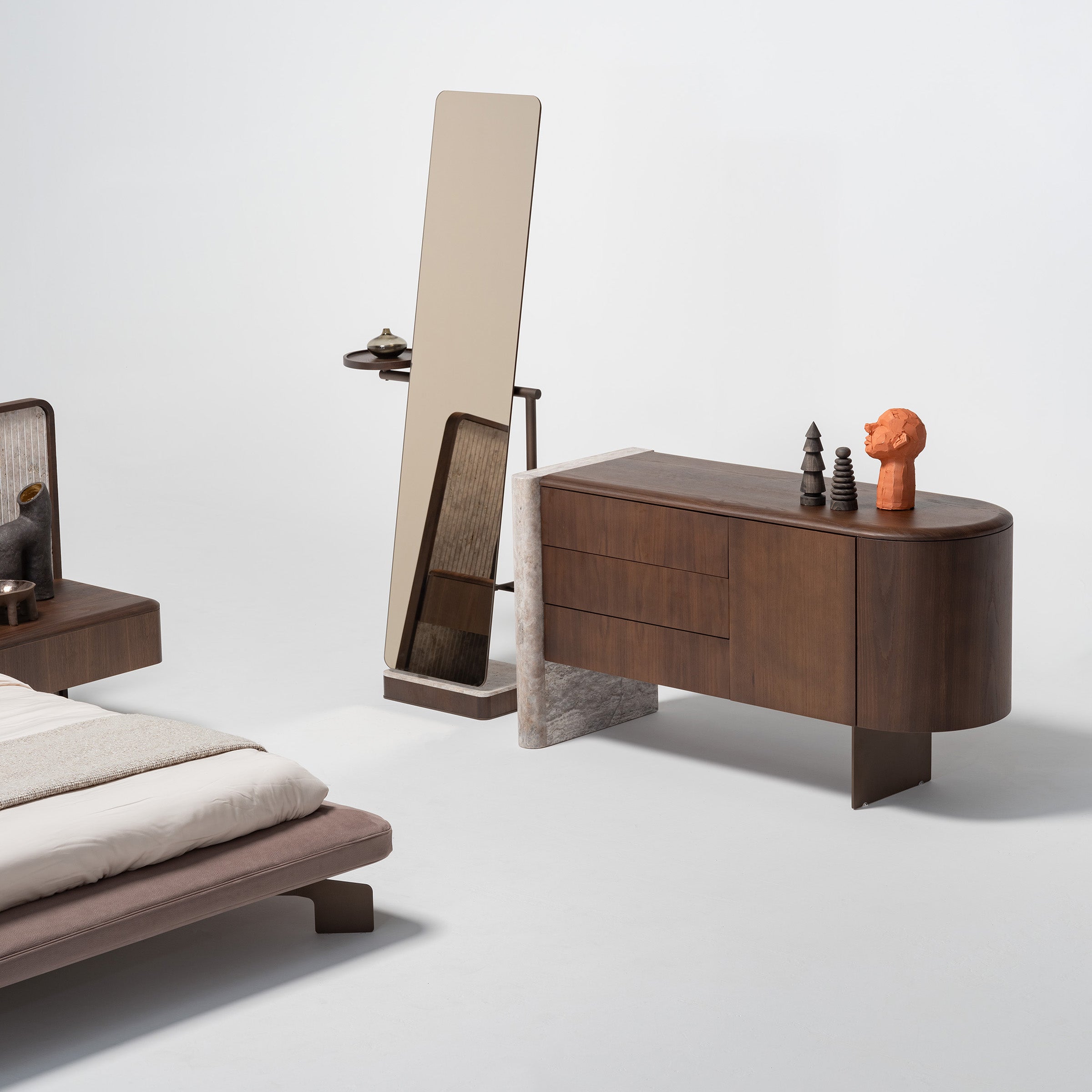 HOMAGE KOLTUK Odeon dresser OD-DR-002 with sleek wood finish and multiple drawers, part of the dresser and mirror collection.