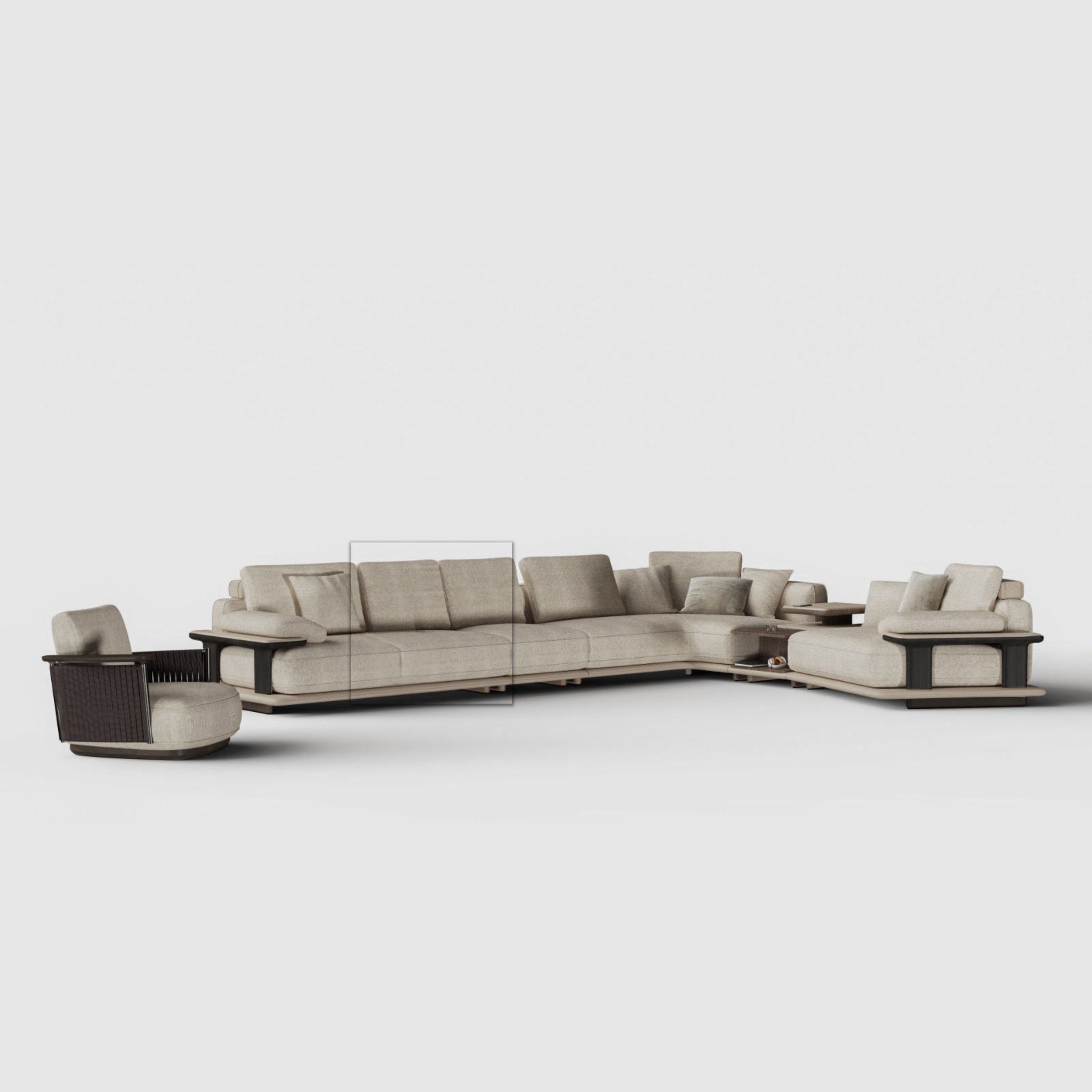 HOMAGE KOLTUK Odeon single sofa module without armrest, 110cm, compatible with Odeon sofa OD-Middle-002, in neutral fabric.