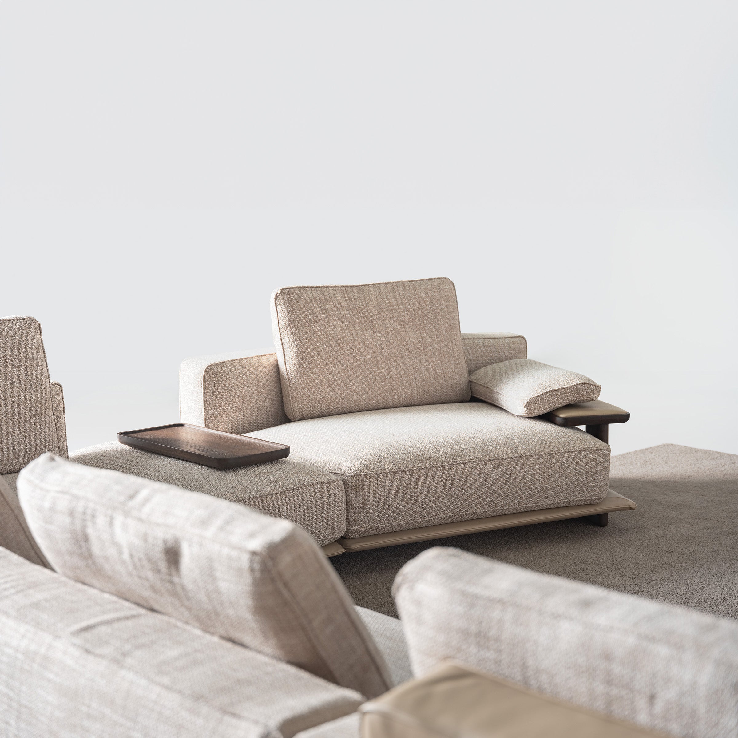 ODEON single sofa module without arm, 110cm, for HOMAGE KOLTUK Odeon sofa series, gray fabric, modern design.