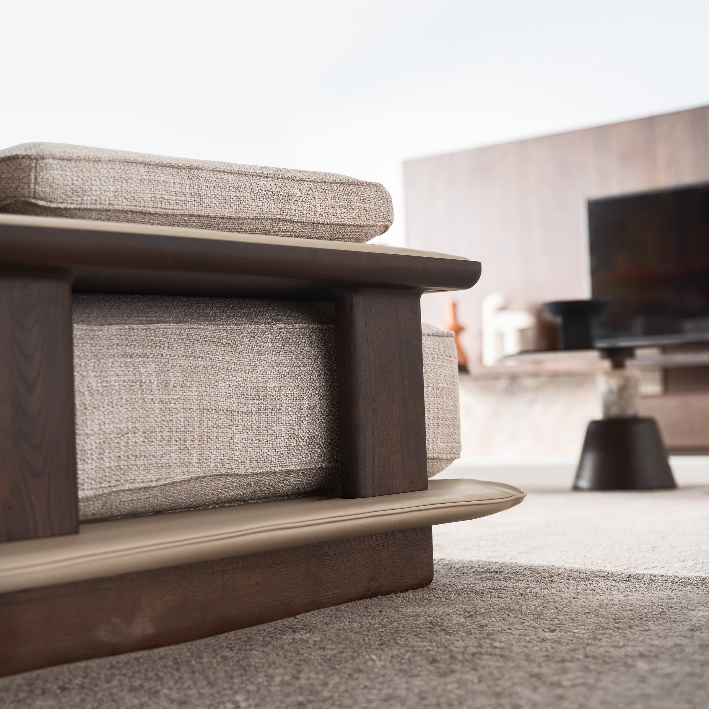 HOMAGE KOLTUK Odeon single 110cm sofa module without arm for Odeon sofa OD-Middle-002, showing beige fabric upholstery.