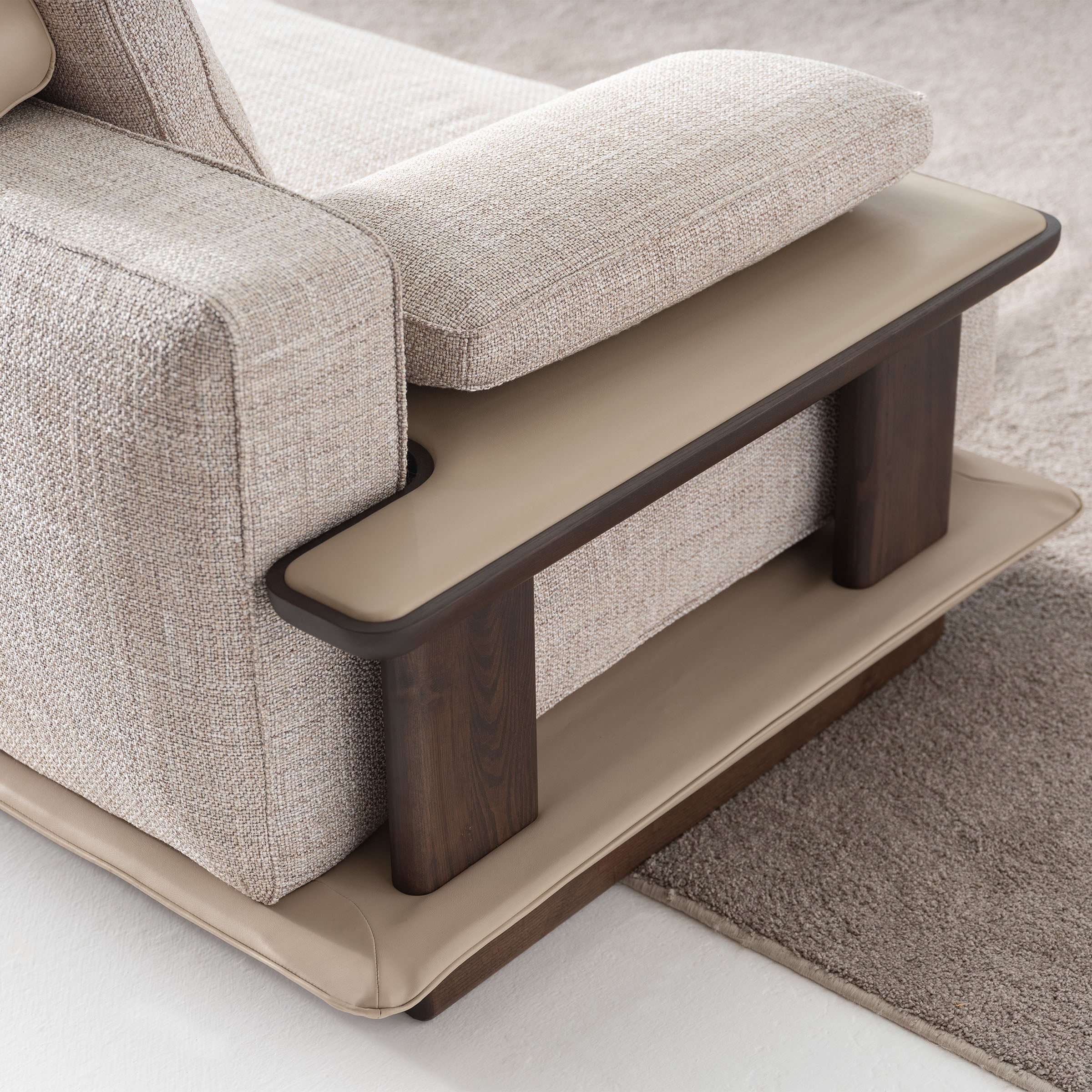 HOMAGE KOLTUK Odeon single 110cm sofa module without arm for Odeon sofa model OD-Middle-002, showing beige fabric upholstery.