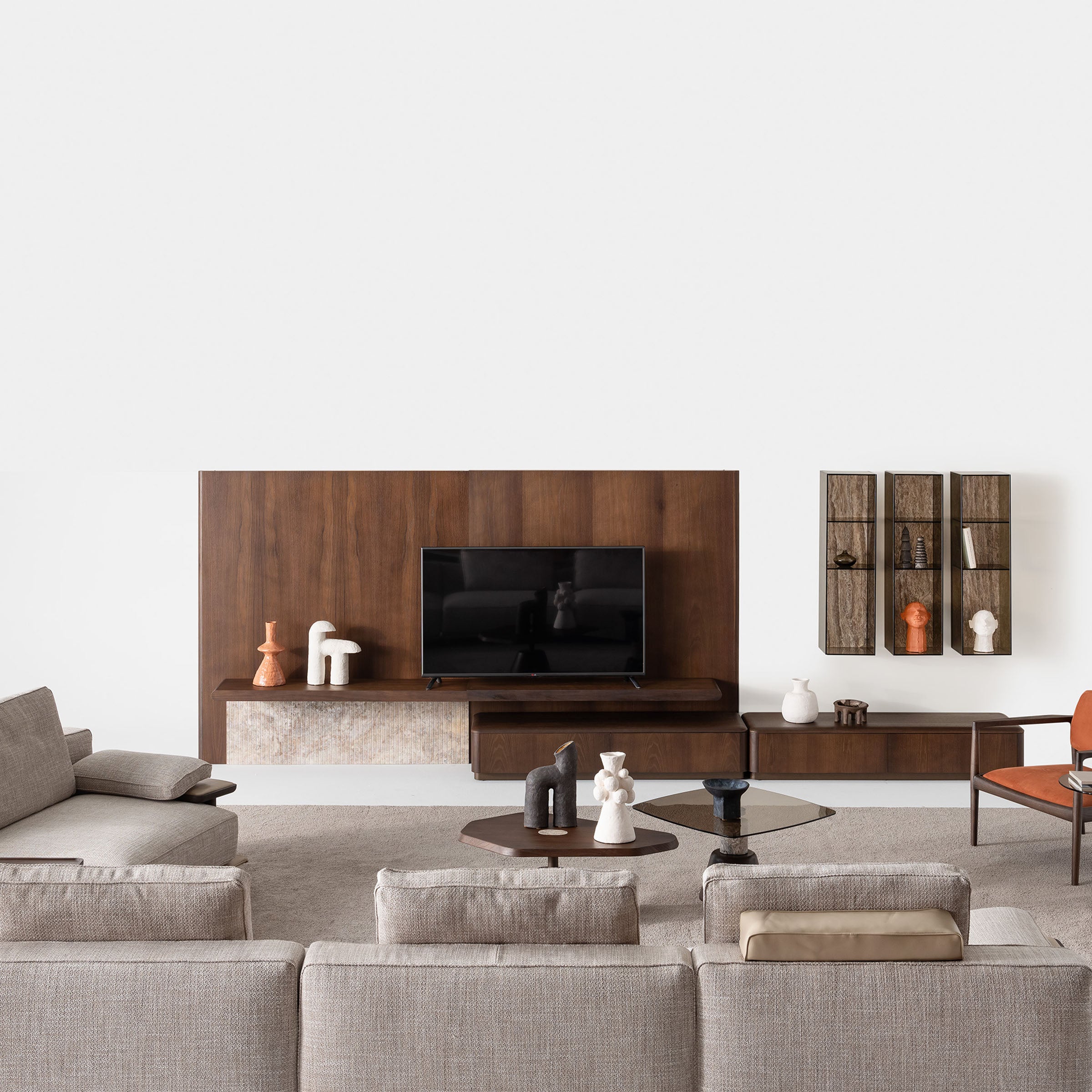 Odeon single sofa module without armrest, 110cm, for Odeon sofa by HOMAGE KOLTUK, shown in a modern living room setup.