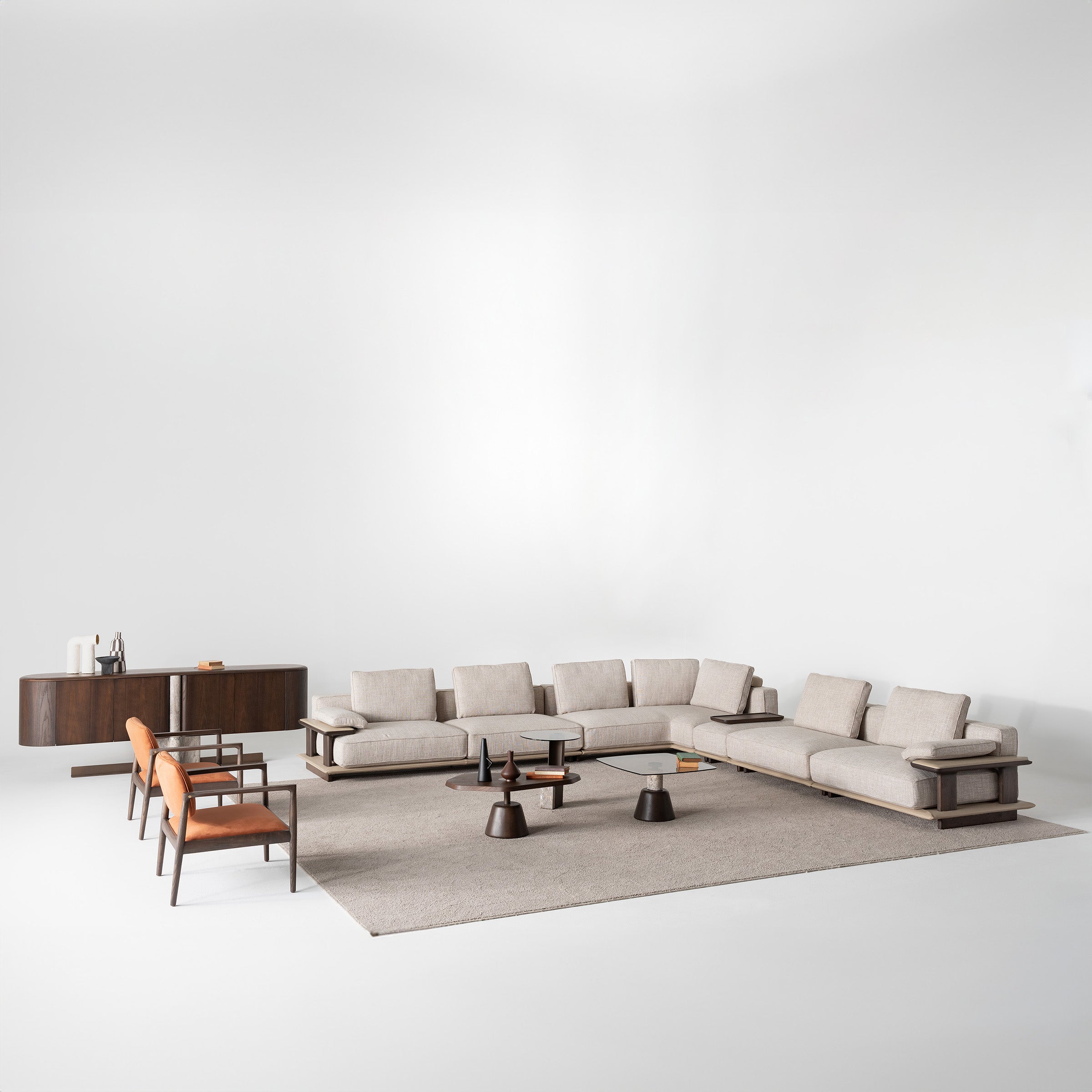 HOMAGE KOLTUK Odeon sofa single module without arm, 110cm, in a modern living room setting.