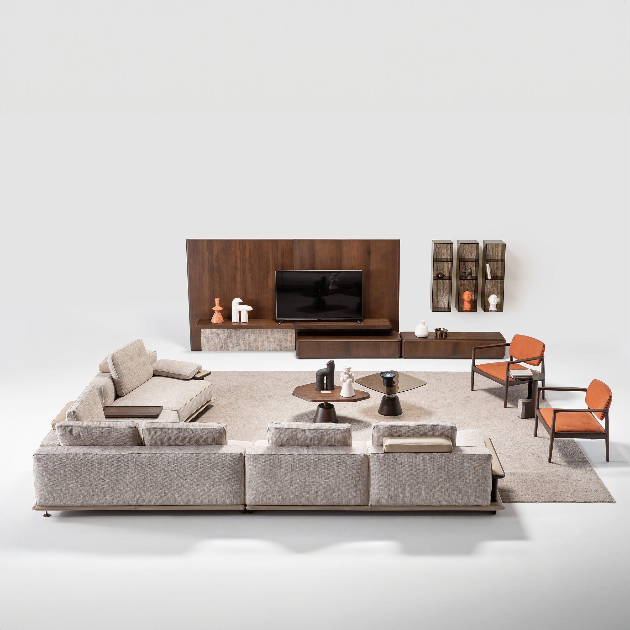 ODEON single module without arm for Odeon sofa, 110cm, by HOMAGE KOLTUK, showing beige fabric with clean lines and modern design.