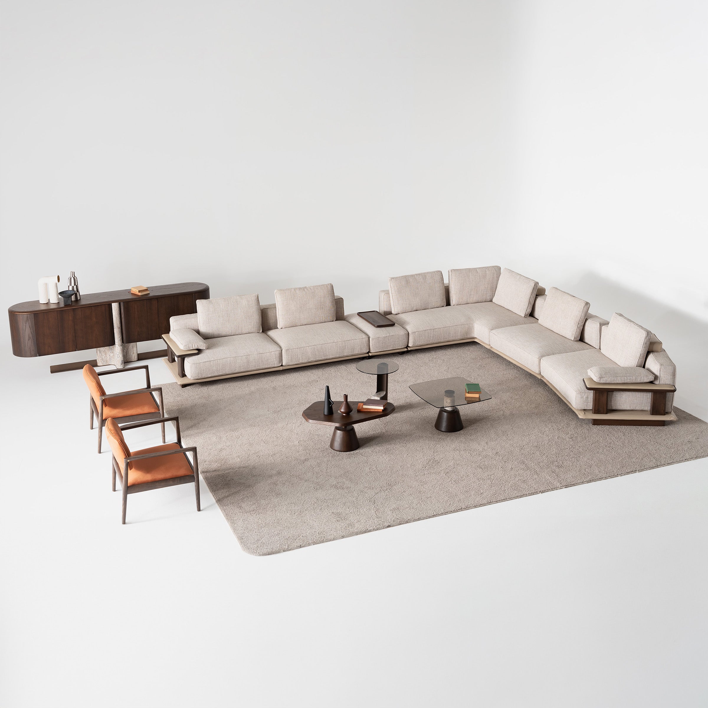 ODEON single module without arm for Odeon sofa, 110cm, by HOMAGE KOLTUK, showing beige fabric with clean modern design.