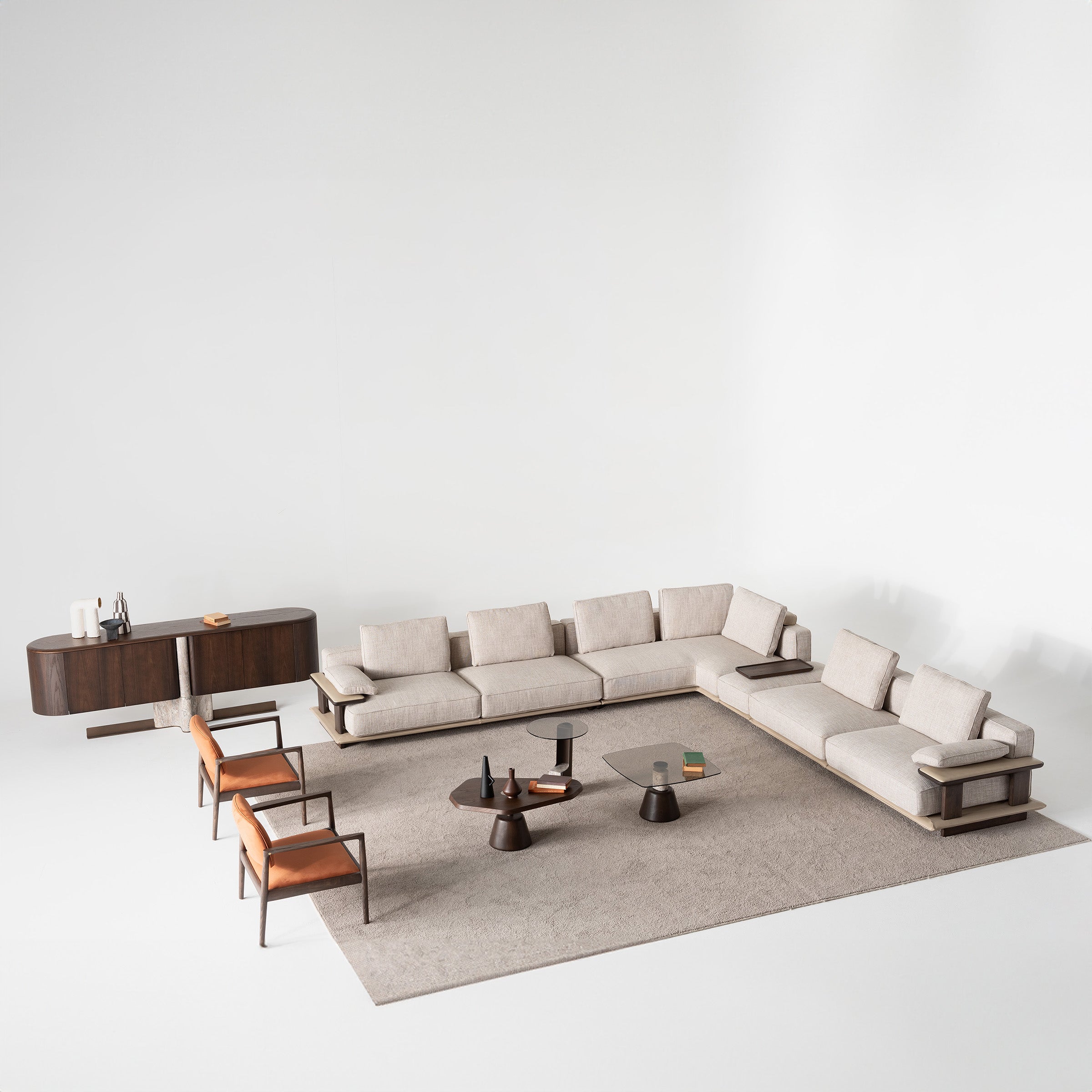 HOMAGE KOLTUK Odeon single 110cm sofa module without arm, designed for Odeon sofa OD-Middle-002, in a modern living room setting.