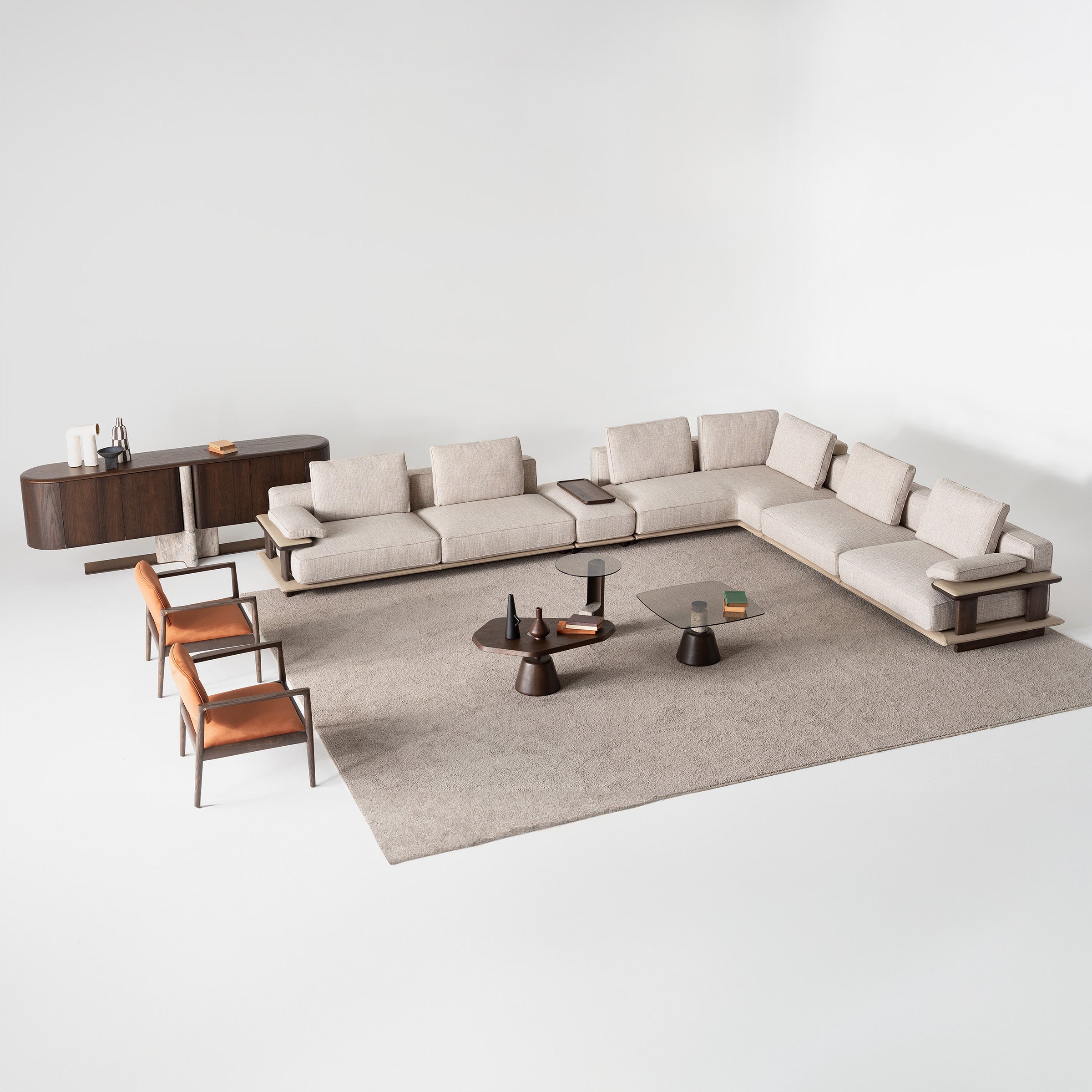 HOMAGE KOLTUK Odeon single sofa module without arm, 110cm middle section for Odeon sofa OD-Middle-002, in a modern living room setting.