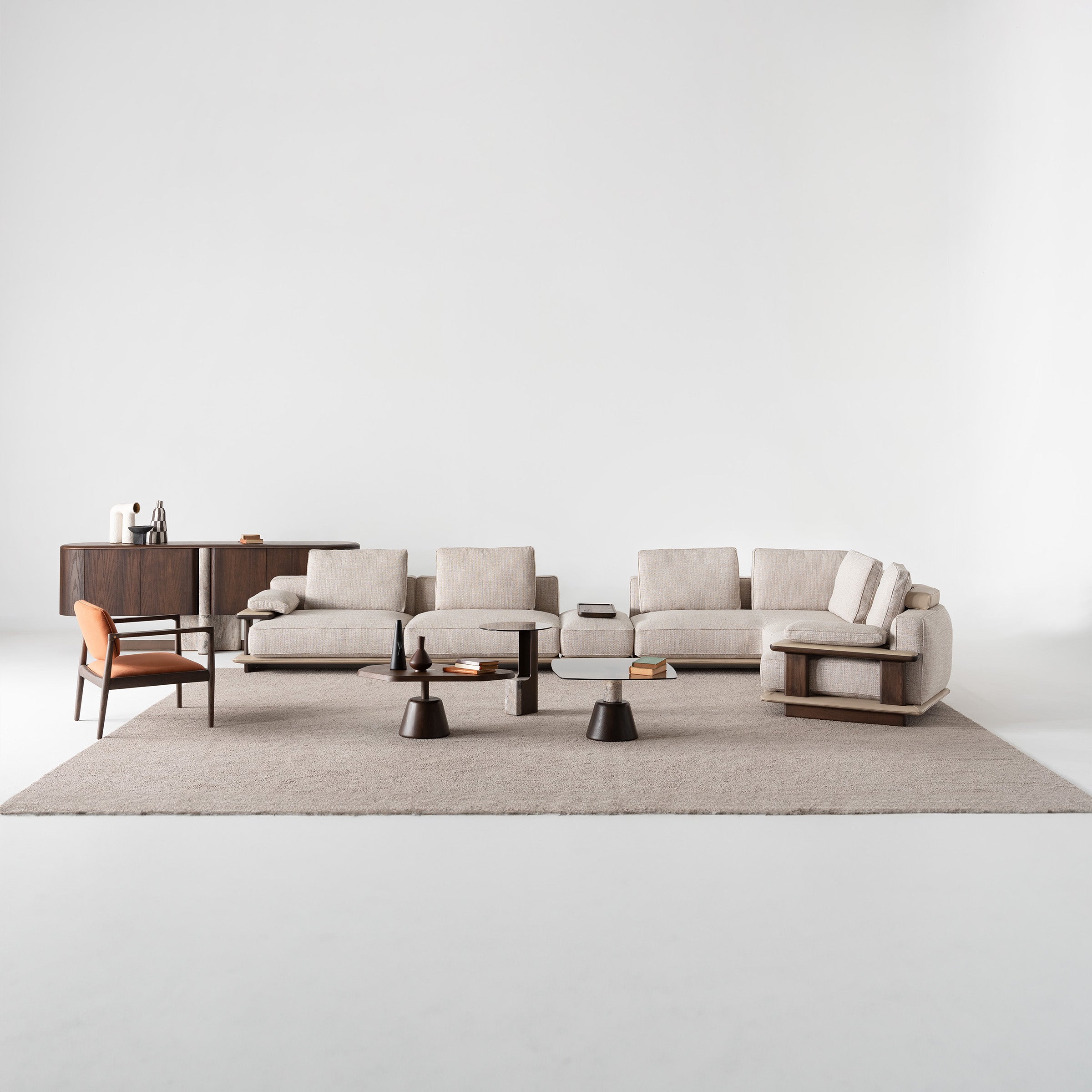 HOMAGE KOLTUK Odeon single sofa module without armrest, 110cm, for Odeon sofa OD-Middle-002, shown in a modern living room setting.