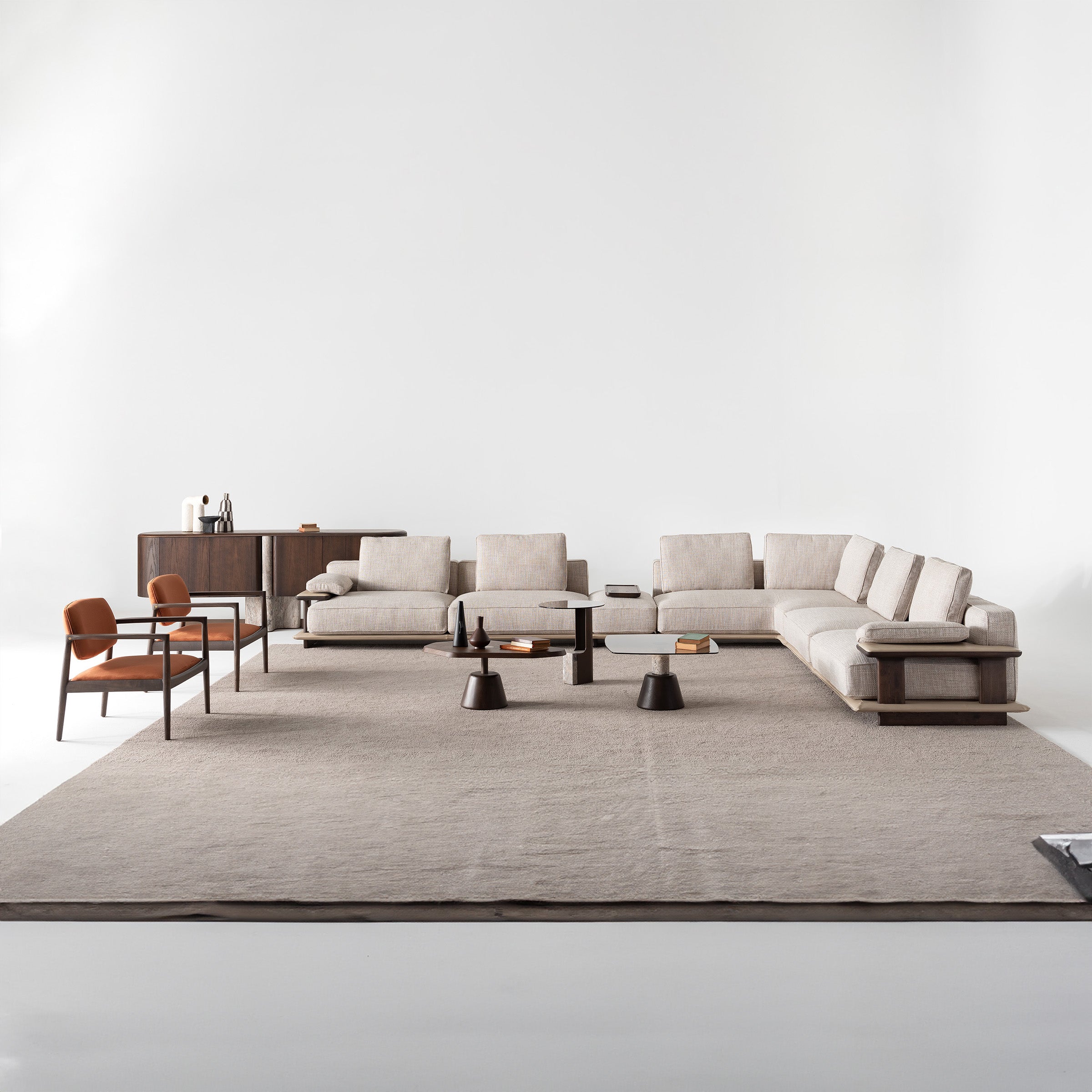 HOMAGE KOLTUK Odeon sofa single module without arm, 110cm, in a neutral fabric, designed for OD-Middle-002 sofa.