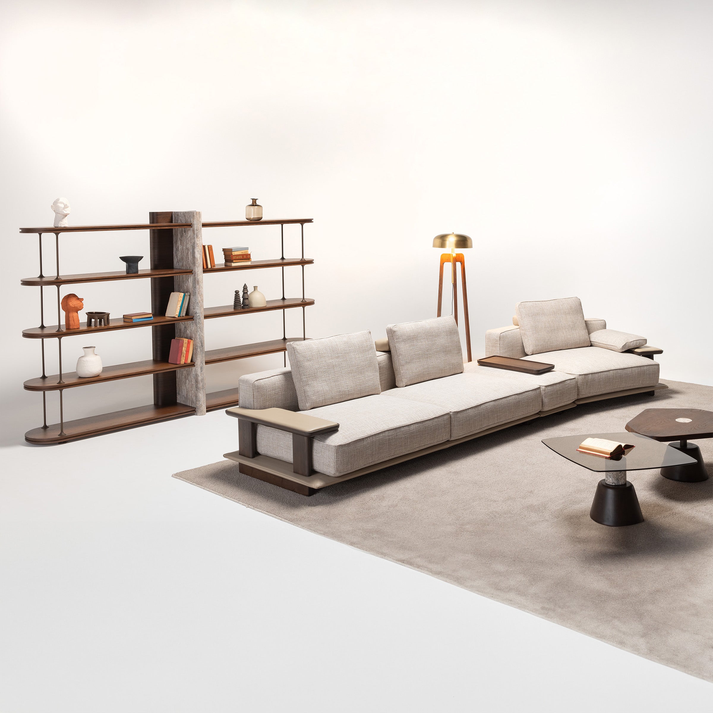 HOMAGE KOLTUK Odeon sofa single module without arm, 110cm, in neutral fabric, designed for Odeon sofa OD-Middle-002.