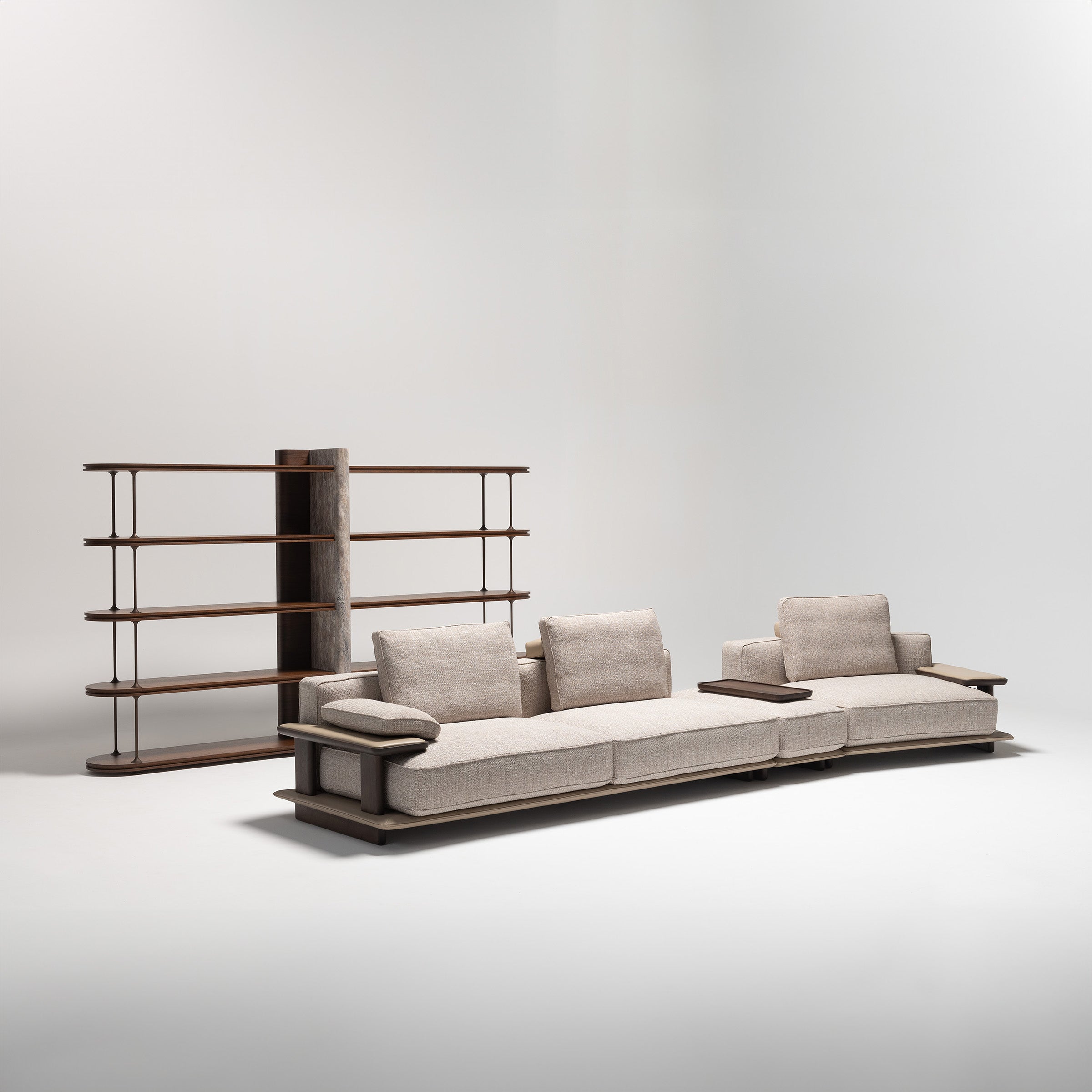 HOMAGE KOLTUK Odeon single 110cm sofa module without arm for Odeon sofa OD-Middle-002, beige fabric, modern design.