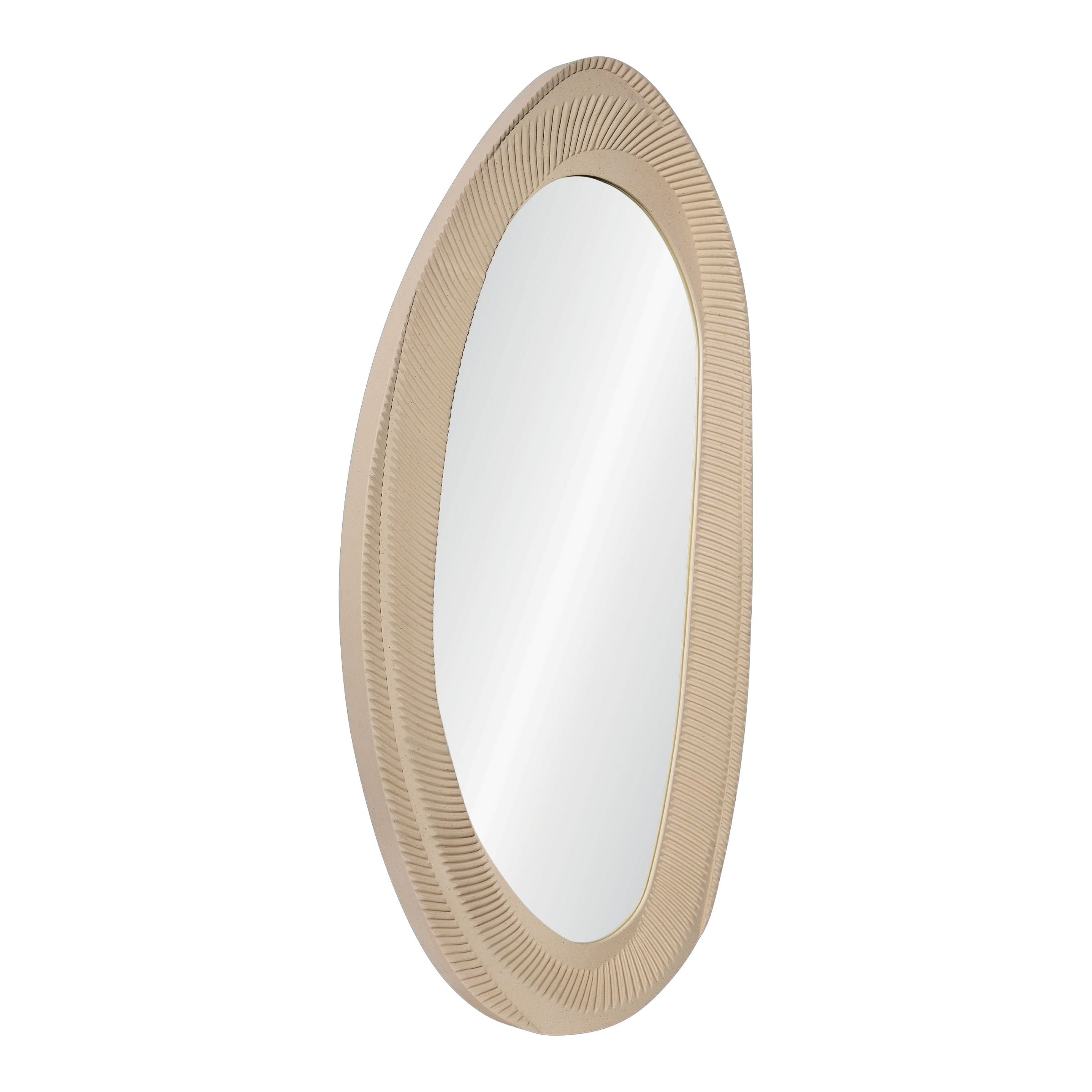 Onda Wall Mirror Brushed Milky White Frame OA-9354-G -  Mirrors - ebarza Furniture UAE | Shop Modern Furniture in Abu Dhabi & Dubai - مفروشات ايبازرا في الامارات | تسوق اثاث عصري وديكورات مميزة في دبي وابوظبي