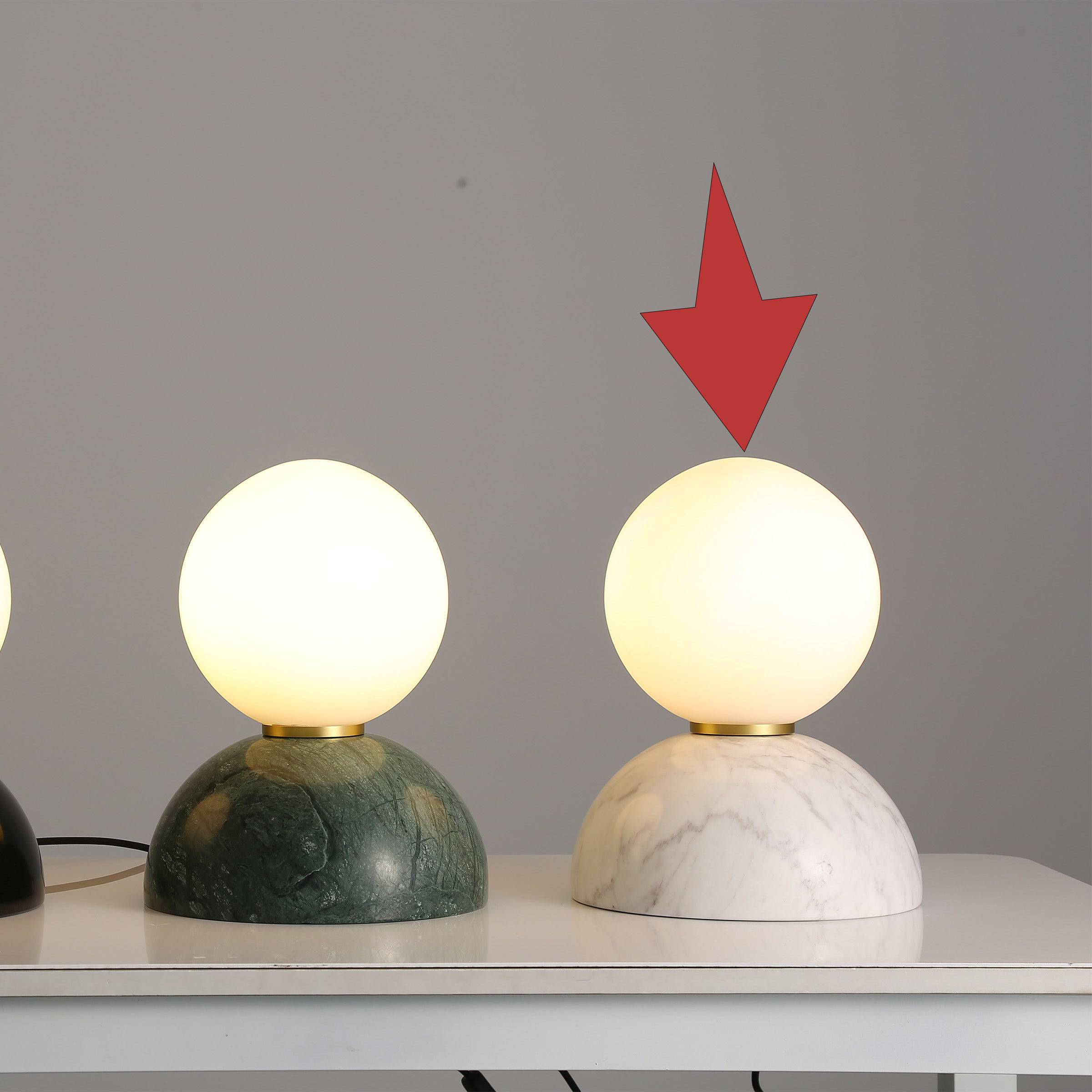 Beacon Civil opal glass shade with white marble base table lamp, stylish desk lamp with modern design and elegant finish.