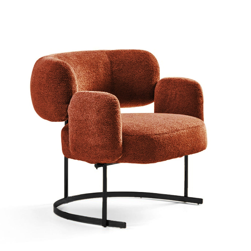 BEACON Opera Lounge Chair LC062 in caramel leather with wooden legs, modern design, comfortable seating for living room decor.