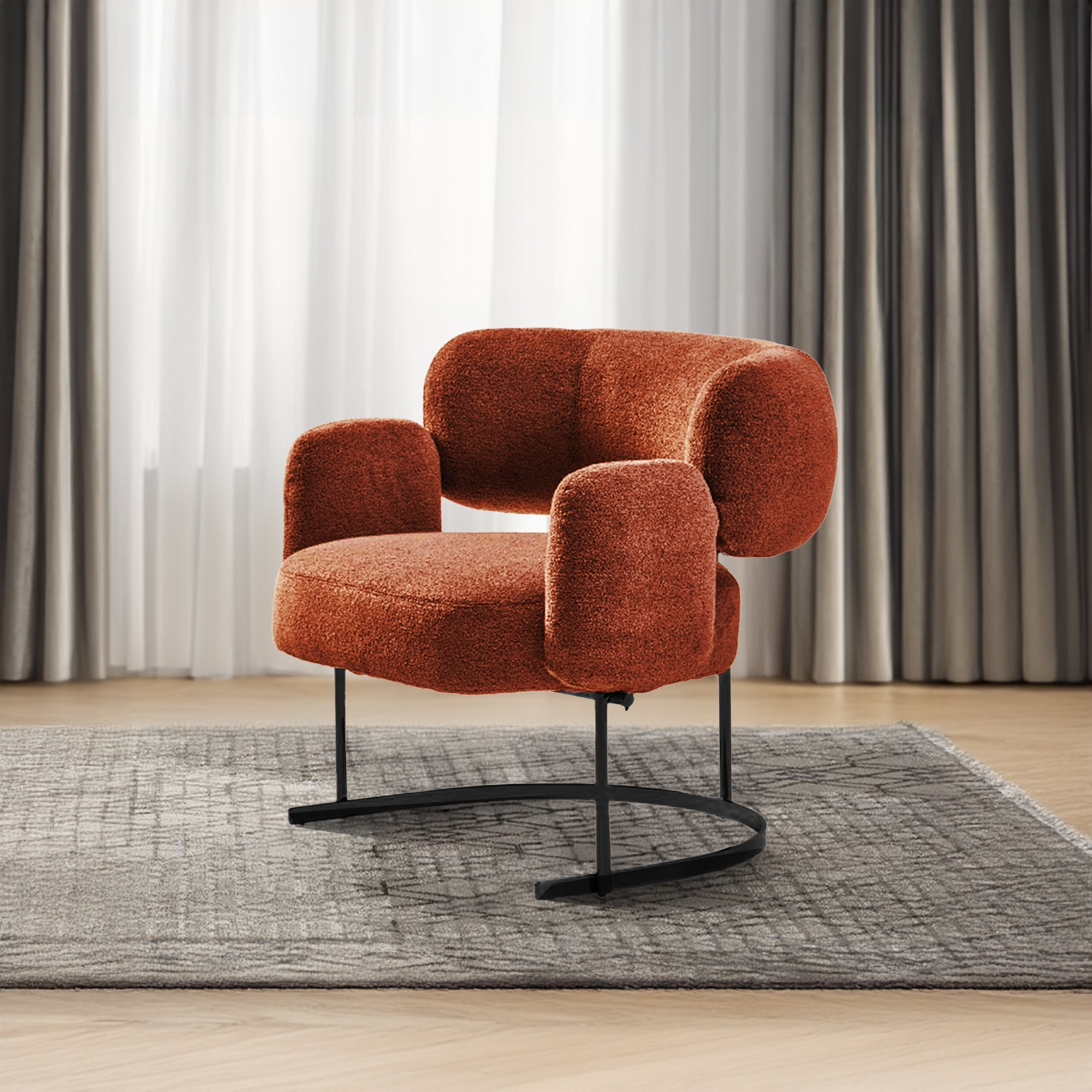 BEACON Opera Lounge Chair LC062 in caramel color, stylish modern lounge chair with sleek design and cushioned seating.