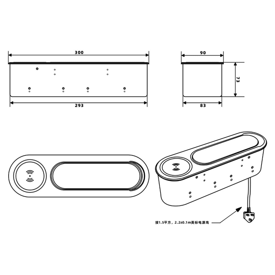 Oral Desktop Socket With Wireless Charger AH08-D -  Smart Sockets - ebarza Furniture UAE | Shop Modern Furniture in Abu Dhabi & Dubai - مفروشات ايبازرا في الامارات | تسوق اثاث عصري وديكورات مميزة في دبي وابوظبي