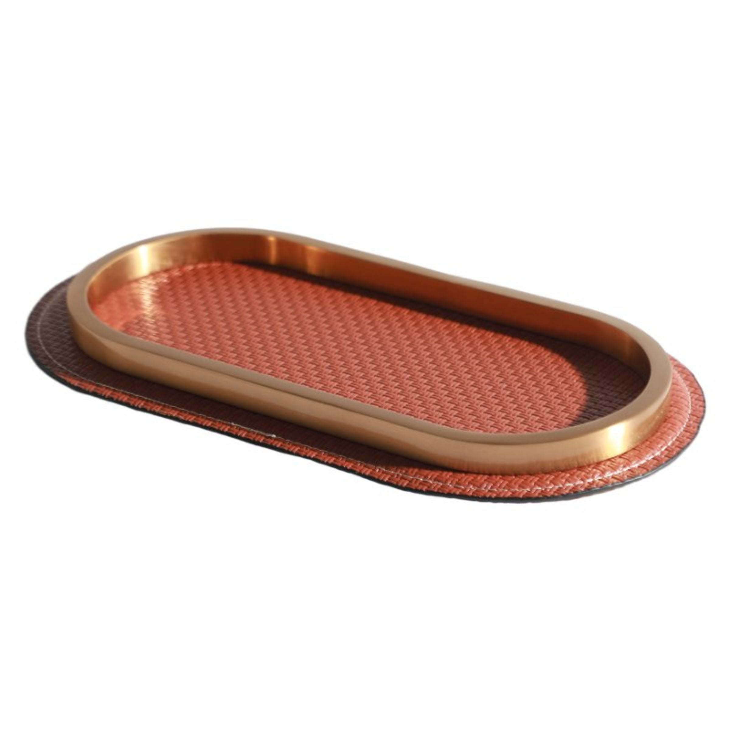 Orange-red curved tray from BEACON FSDG, durable serving tray with a sleek, modern design.