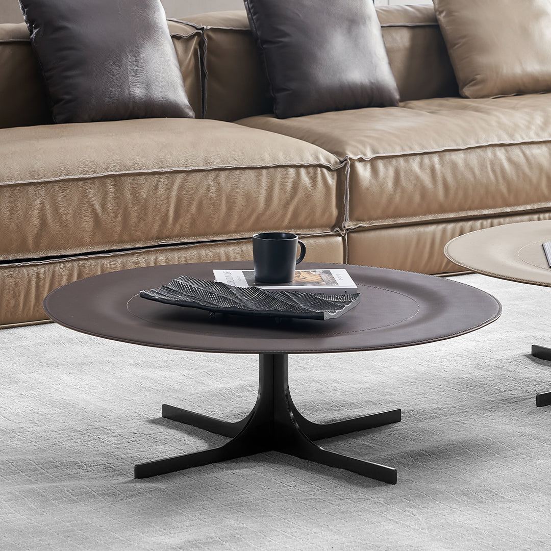 Brown Saddle Leather Coffee Table - LT082/Brown -  Coffee Tables - ebarza Furniture UAE | Shop Modern Furniture in Abu Dhabi & Dubai - مفروشات ايبازرا في الامارات | تسوق اثاث عصري وديكورات مميزة في دبي وابوظبي