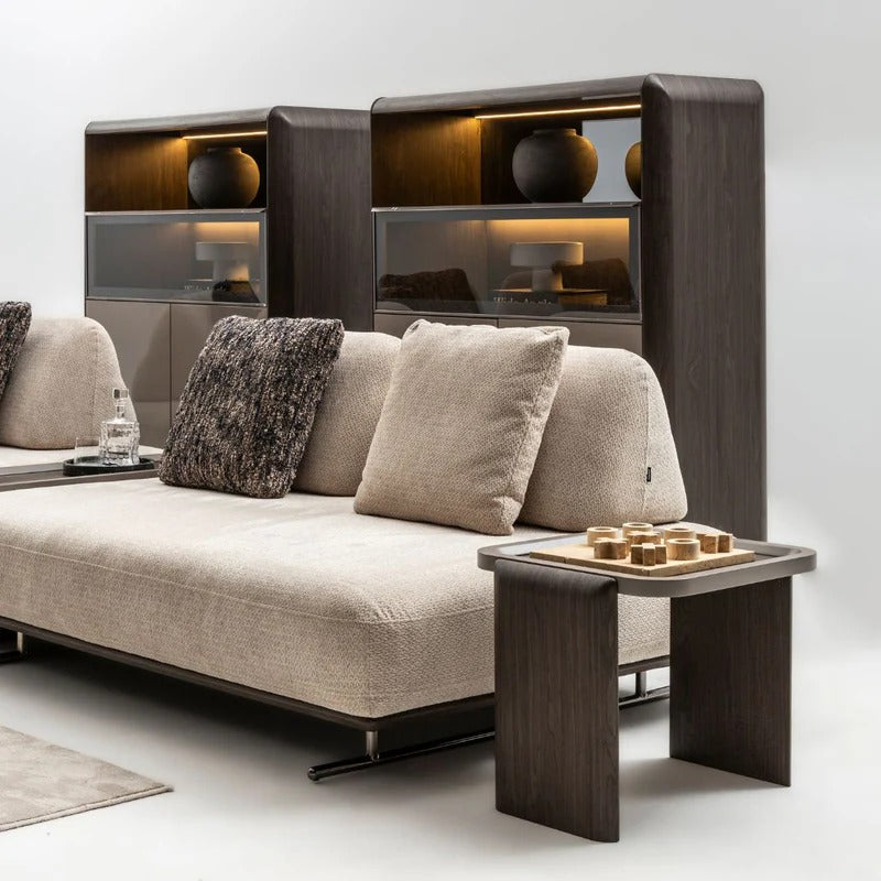 MESSONI ORCA 2 CHAISE sofa with plush fabric and modern design, featuring a spacious chaise lounge and sleek silhouette.