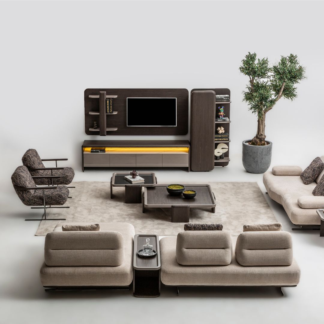 Orca 3 Seater sofa module by MESSONI with 240 cm length, featuring plush cushions and modern design in a living room setting.