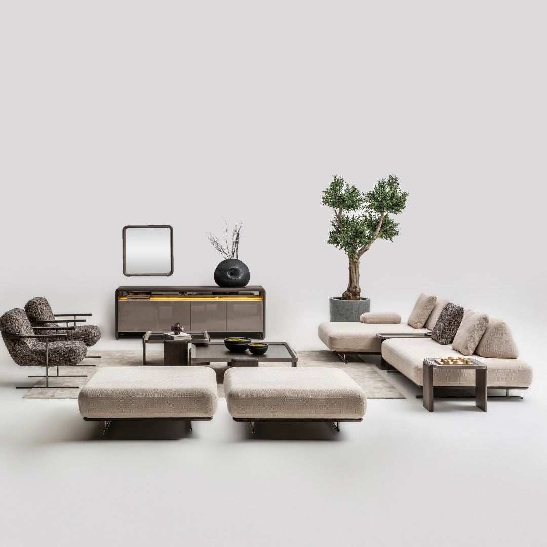Orca 3-seater sofa module by MESSONI, 240 cm length, modern design, upholstered in neutral fabric featuring clean lines.