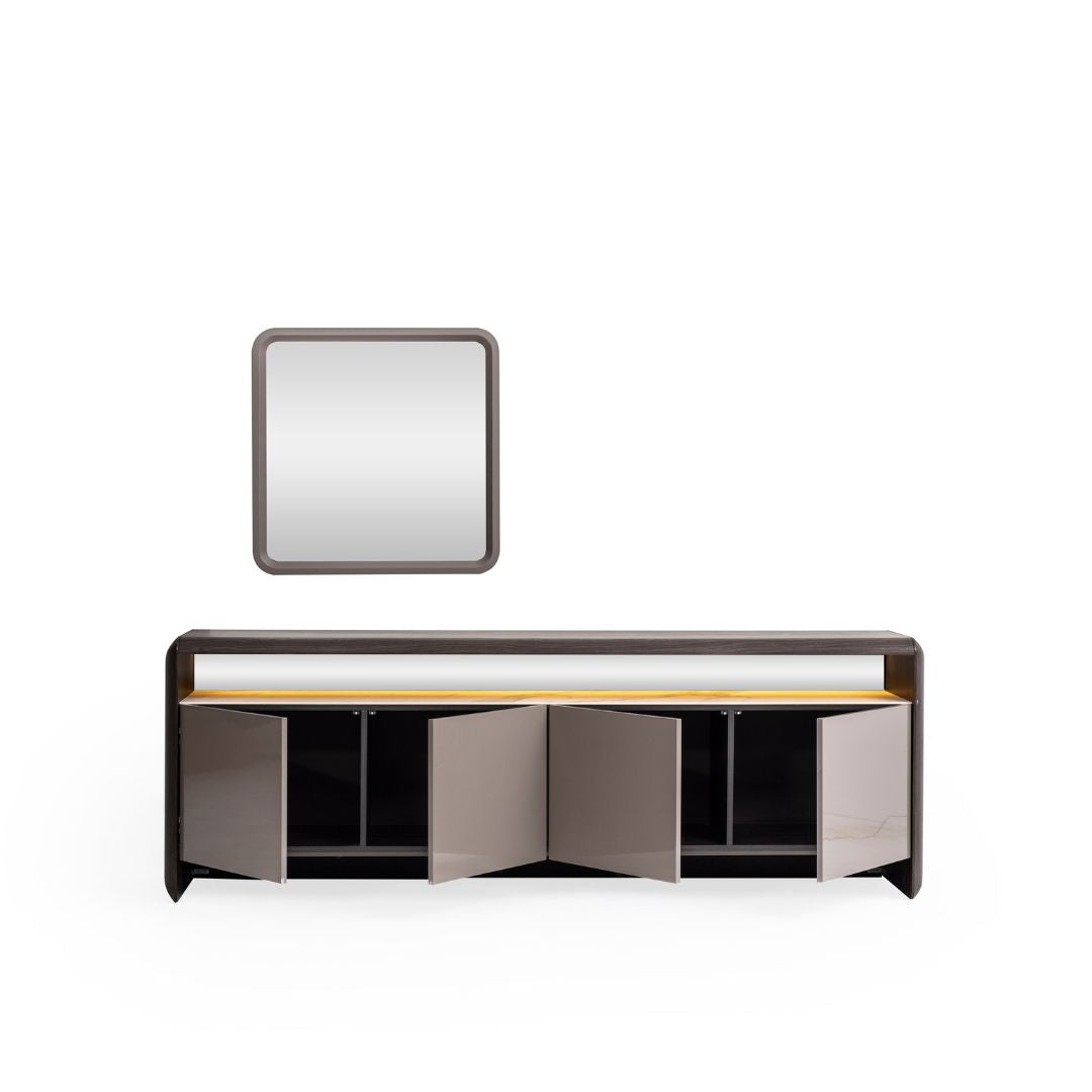 Modern MESSONI Orca sideboard or console with sleek wood finish and minimalist design, ideal for living or dining rooms.