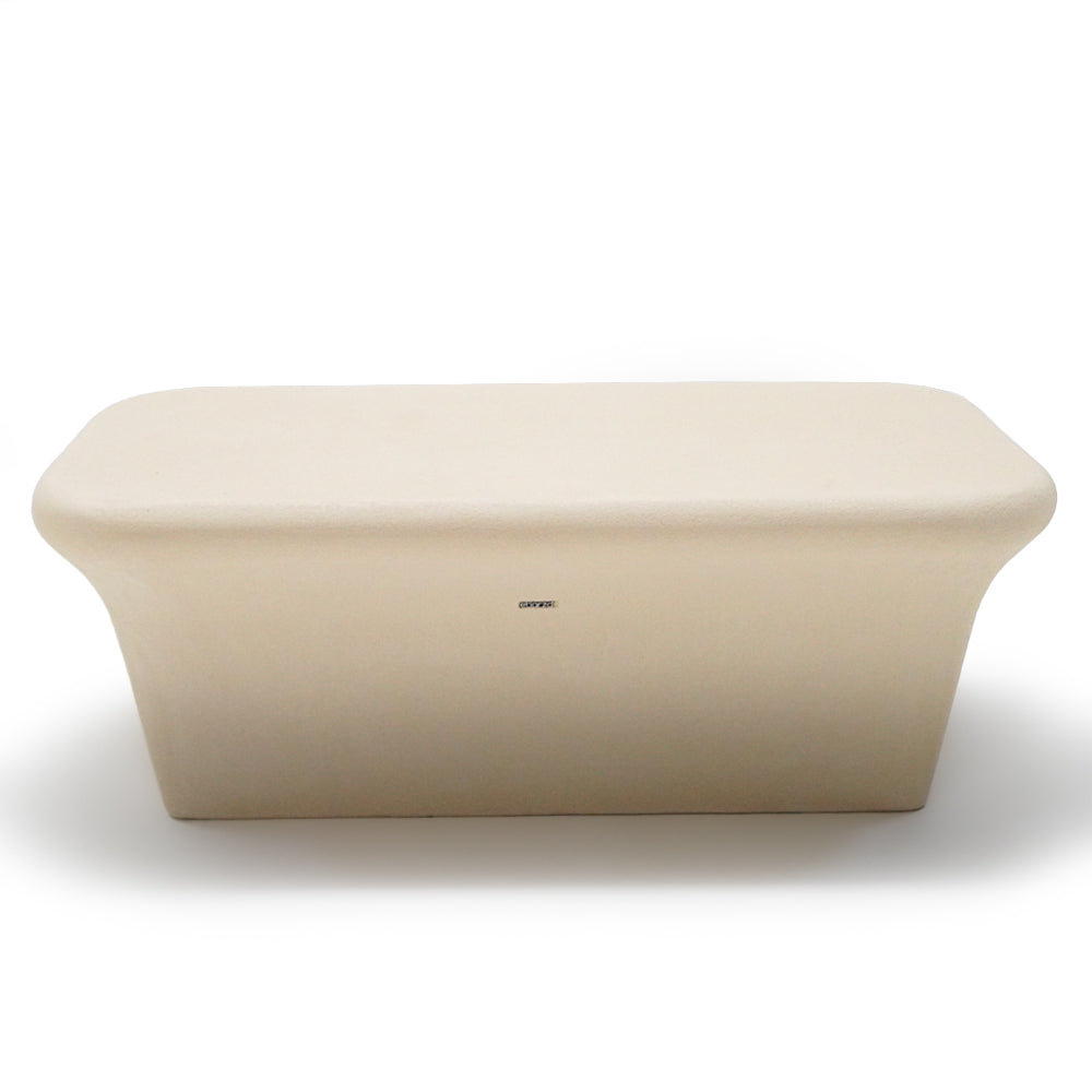 Beige BEACON indoor/outdoor bench model XK-8172B with wooden legs and cushioned seat, suitable for patio or living space.