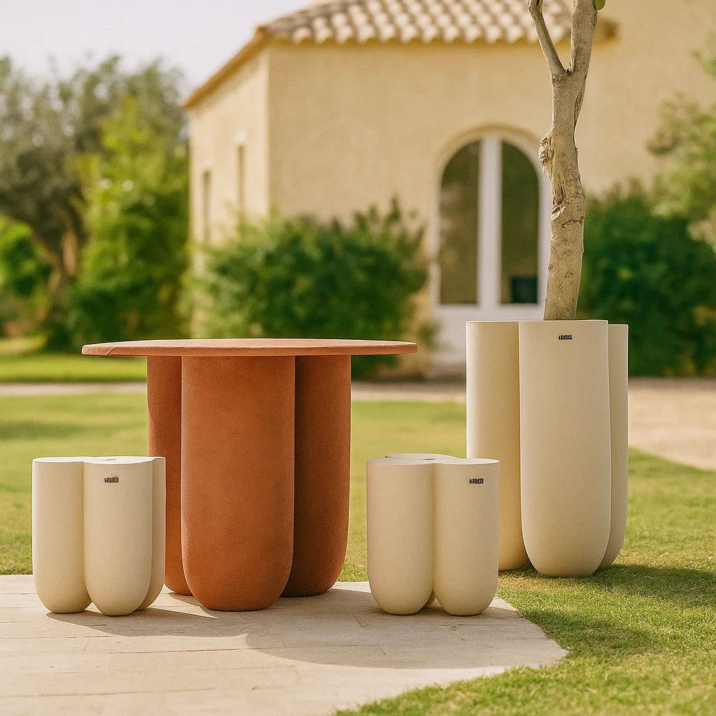 Beige outdoor and indoor planter box by BEACON, model XK-0006, made of durable material, suitable for garden or interior use.