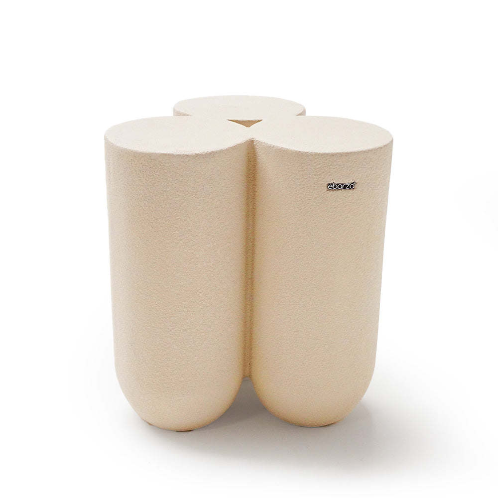 Beige outdoor and indoor seating bench pouf by BEACON, versatile and comfortable for indoor or outdoor use.