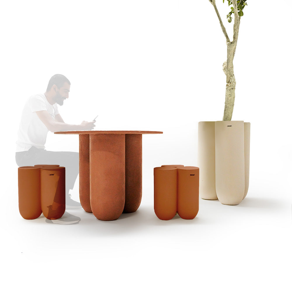 BEACON outdoor and indoor clay seating pouf XK-0002A-Clay, versatile pouf for casual seating or decor.