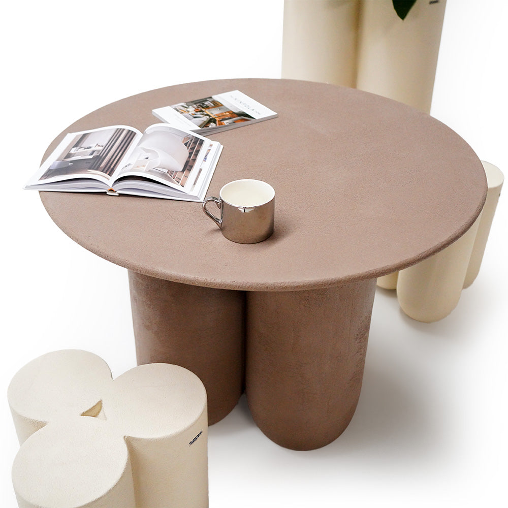 Outdoor coffee brown dining table by BEACON, suitable for indoor and outdoor use, with a sturdy wooden design and smooth surface.