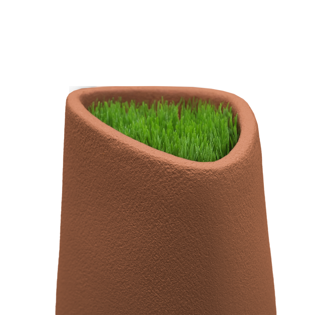 Outdoor and indoor fiberglass concrete planter box in clay color, part of a set of three by BEACON, model XK-8177C.