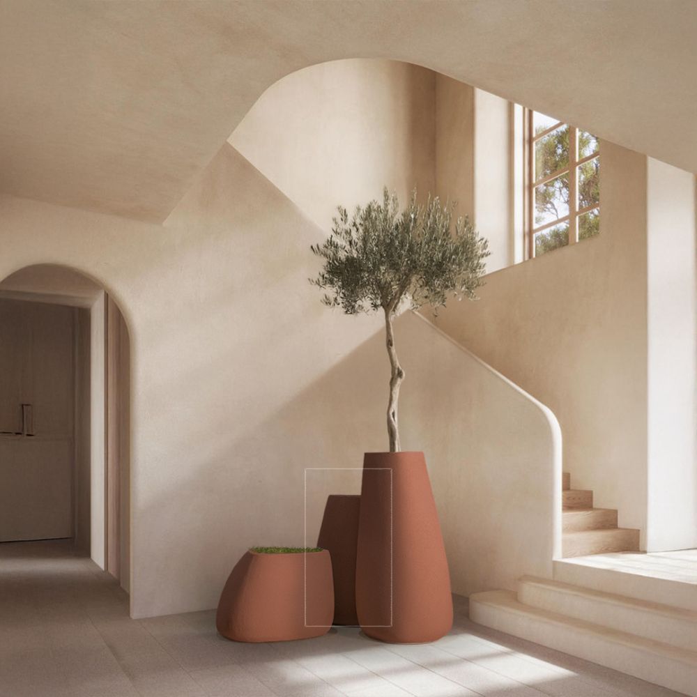 Outdoor/Indoor Fiberglass Concrete Planter Box Clay Color Xk-8177-C only -  Planter Boxes - ebarza Furniture UAE | Shop Modern Furniture in Abu Dhabi & Dubai - مفروشات ايبازرا في الامارات | تسوق اثاث عصري وديكورات مميزة في دبي وابوظبي