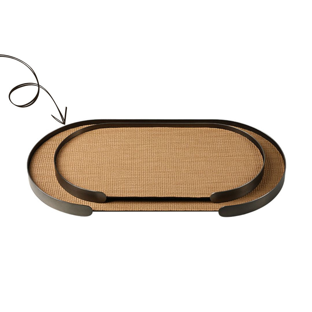 Oval coffee tray by BEACON, made of durable material, featuring a sleek design ideal for serving beverages.