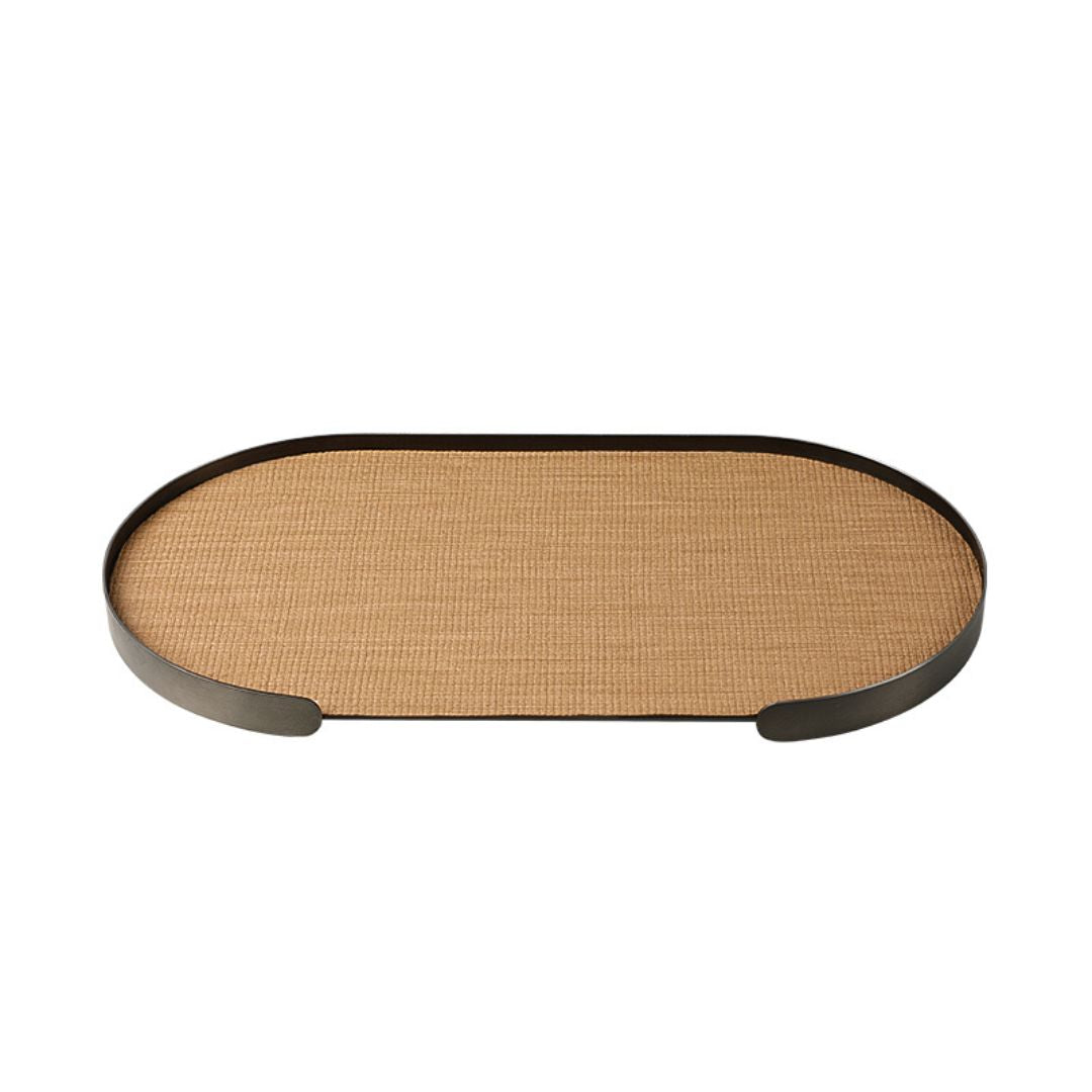 Oval coffee tray by BEACON, made of durable material, featuring a sleek design perfect for serving beverages and snacks.