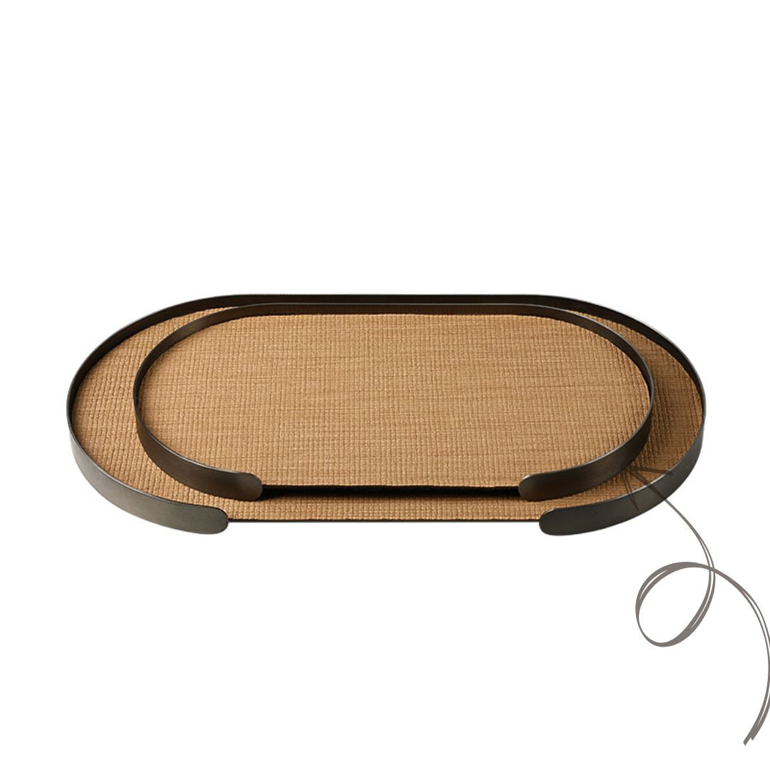 Oval coffee tray by BEACON, made of durable material, featuring a sleek design perfect for serving beverages.