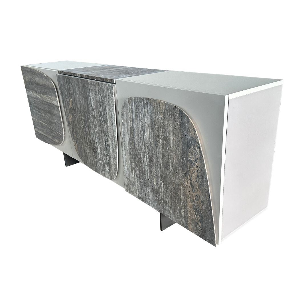 A 200cm travertine sideboard by A2STONE with sleek, modern design and natural stone finish, ideal for contemporary living spaces.