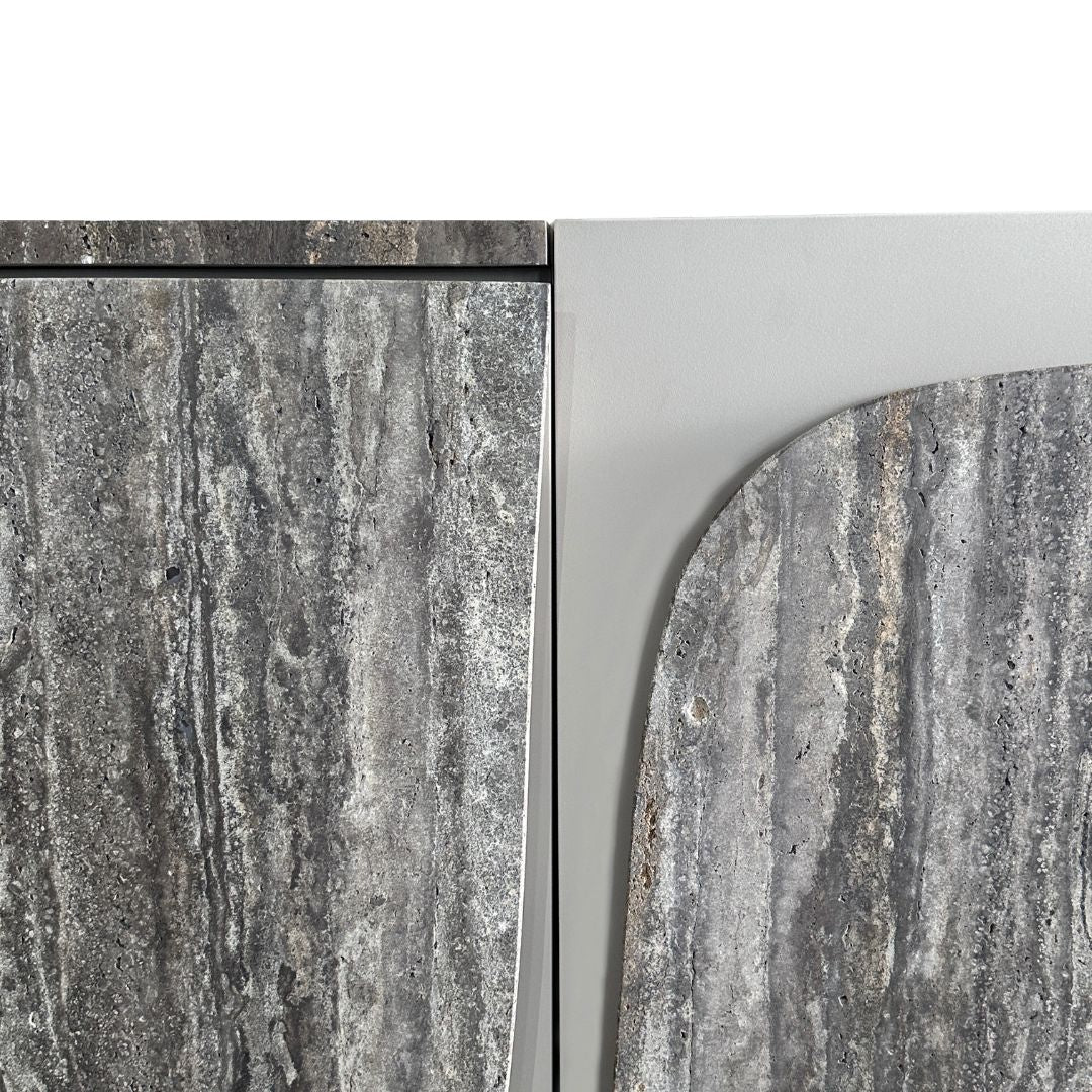 A2STONE Panorama 200cm travertine sideboard with sleek modern design and natural stone finish, suitable for living or dining rooms.